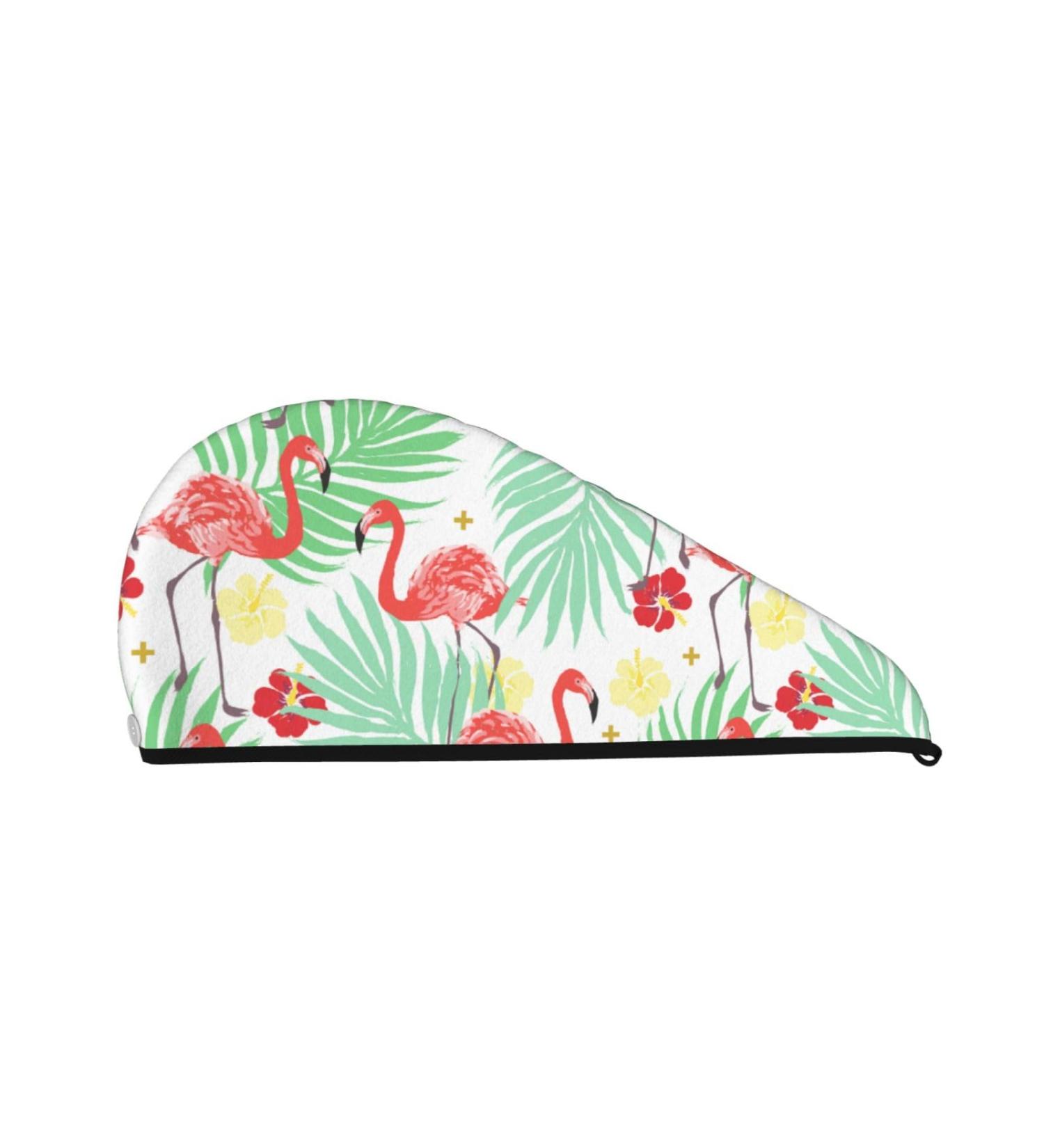 Flamingo Hibiscus Microfiber Hair Towel | Super Absorbent Coral Velvet Wrap for Long Curly & Thick Hair - Quick Dry - Buy Online on GoSupps.com
