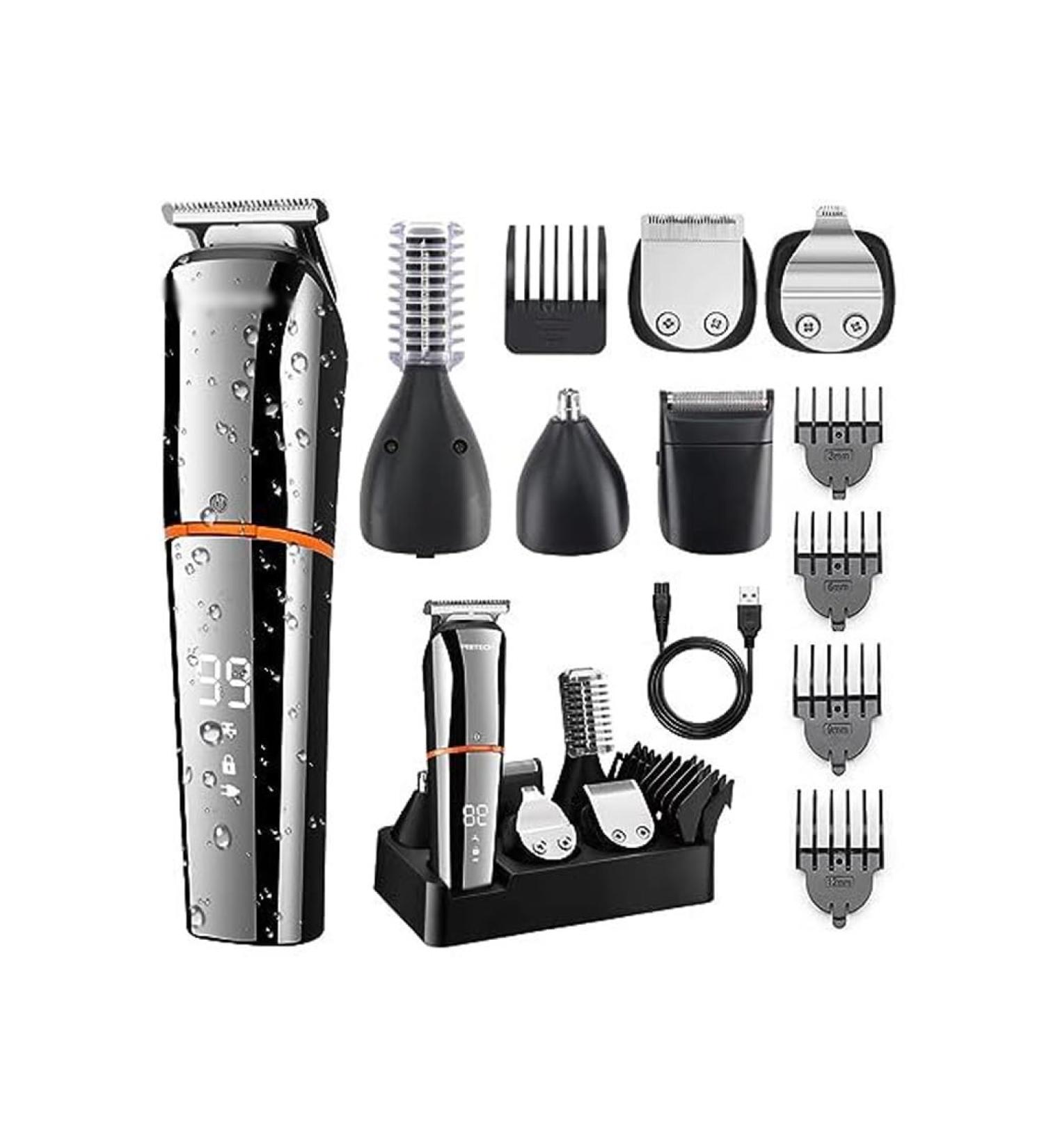 Multi Functional Waterproof Hair Clipper with LCD Display | Electric Hair Clipper & Nose Trimmer - 160mm D - Buy Online on GoSupps.com