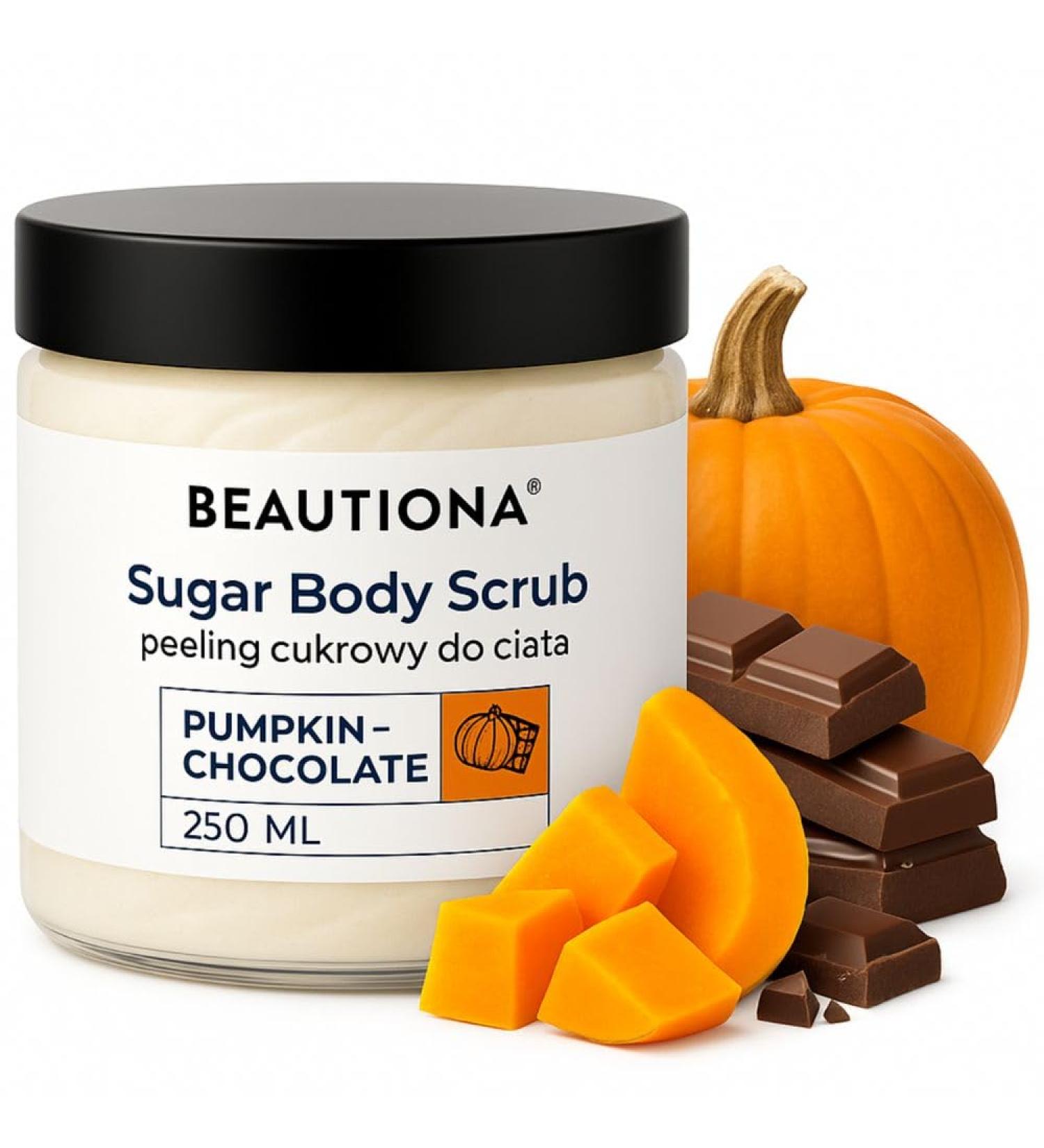 Sugar Body Scrub 250 ml Citrouille Chocolate Gommage au sucre pour soin du corps Exfoliant doux l'huile d'amande et l'huile de ricin Lisse et nourrit la peau v g talien et fabriqu en UE - Buy Online on GoSupps.com