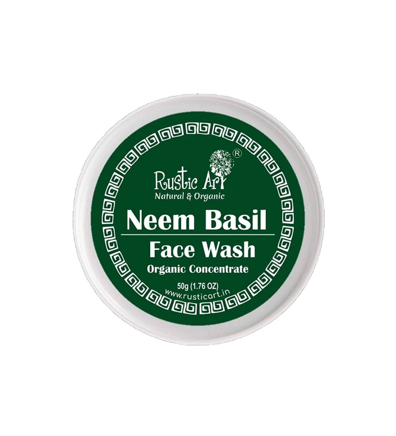 bengo Rustic Art Organic Neem Basil Face Wash Concentrate | SLS & Paraben Free | Vegan & Creulty Free | Acne Control | 50 g Pack of 1 - Buy Online on GoSupps.com