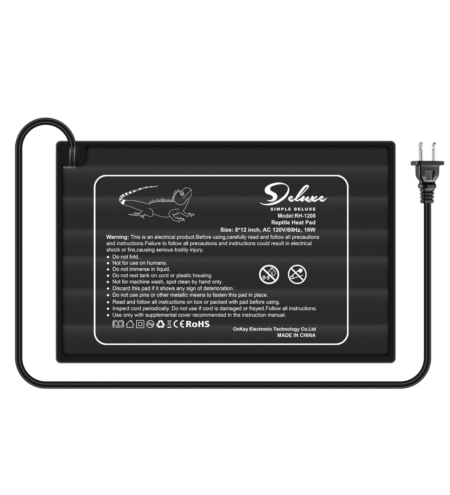 Simple Deluxe Reptile Heat Pad 8W/16W/24W with Thermostat - 2 Pack Heating Mat for Terrarium - 8 X 12 Inch - Ideal for Turtle, Snake, Lizard, Frog - Buy Online on GoSupps.com