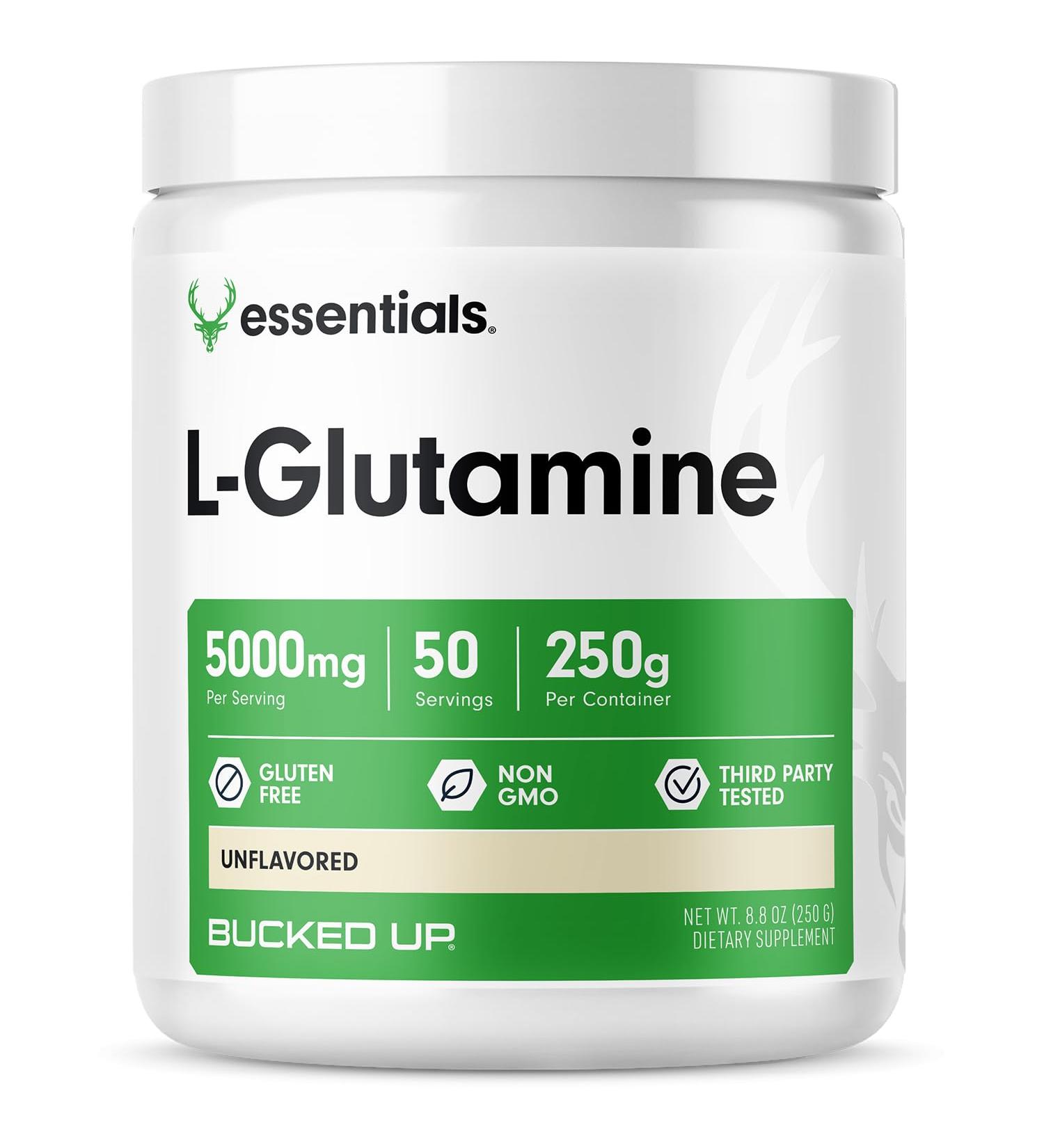 Bucked Up L-Glutamine (5000mg) Essentials (50 Servings 250 Grams) - Buy Online on GoSupps.com