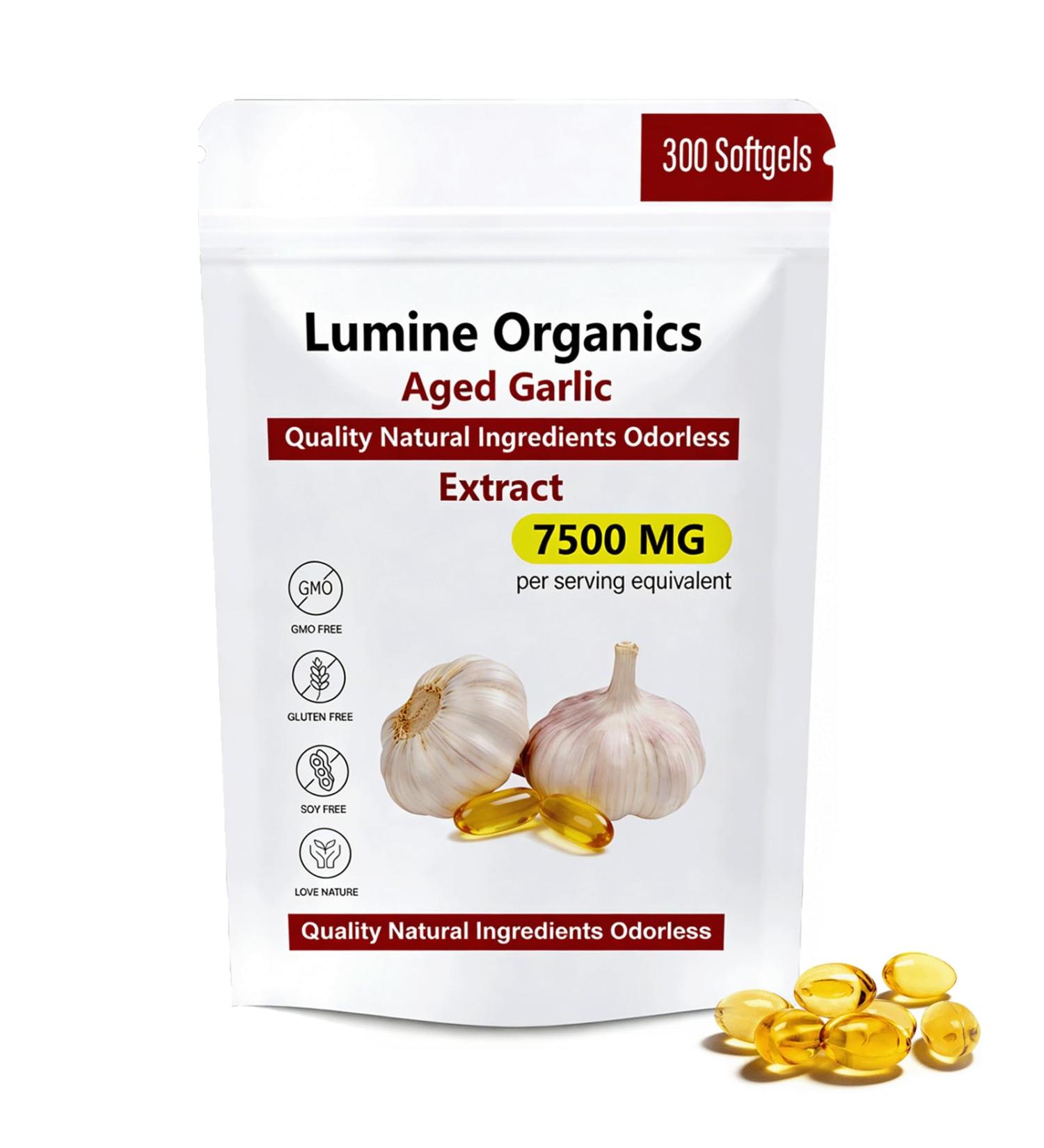 Lumine Organic Aged Garlic Louma Aged Garlic Aged garlics 7500mg Odorless Organic Garlic Supplement All-Natural Vegetarian (1pcs) - Buy Online on GoSupps.com
