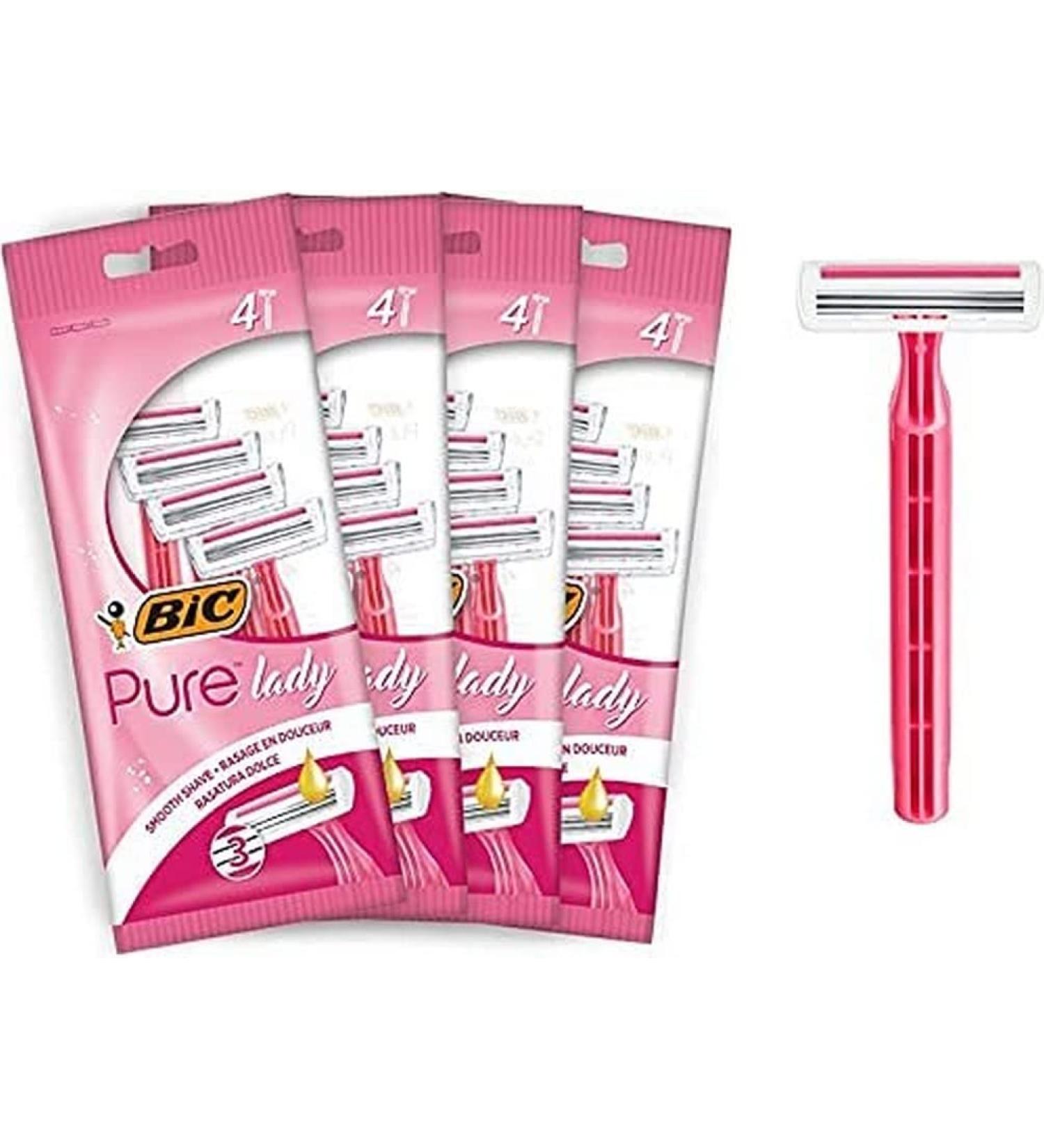 BIC Pure Lady Razor for Women - 16 Disposable Razors with 3 Blades Vitamin E & Shea Butter for a Gentle Shave - Buy Online on GoSupps.com