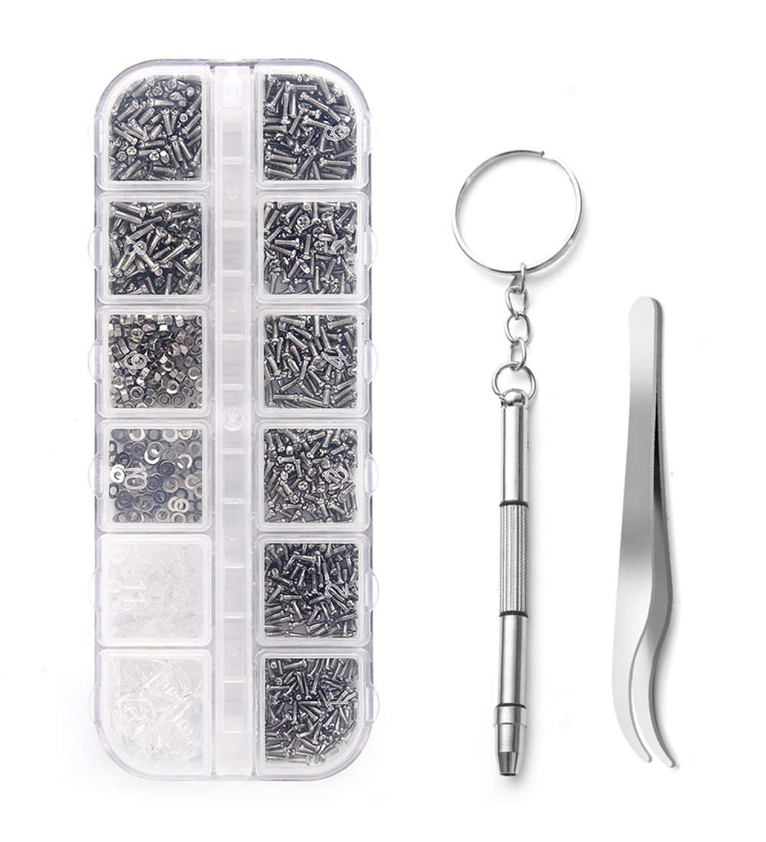 Sunglasses Eyeglasses Repair Kit - 1100PCS Stainless Steel Screws, 5 Nose Pads, Screwdriver & Tweezer - Buy Online on GoSupps.com