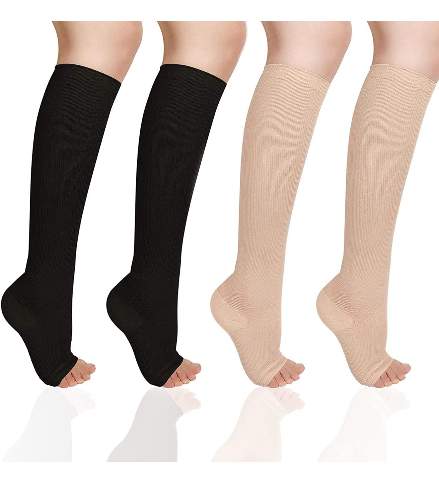 Yisemeya Medical Compression Stockings 20-30 mmHg for Men & Women - Support Socks for Varicose Veins & Edema - XL Beige & Black - Buy Online on GoSupps.com