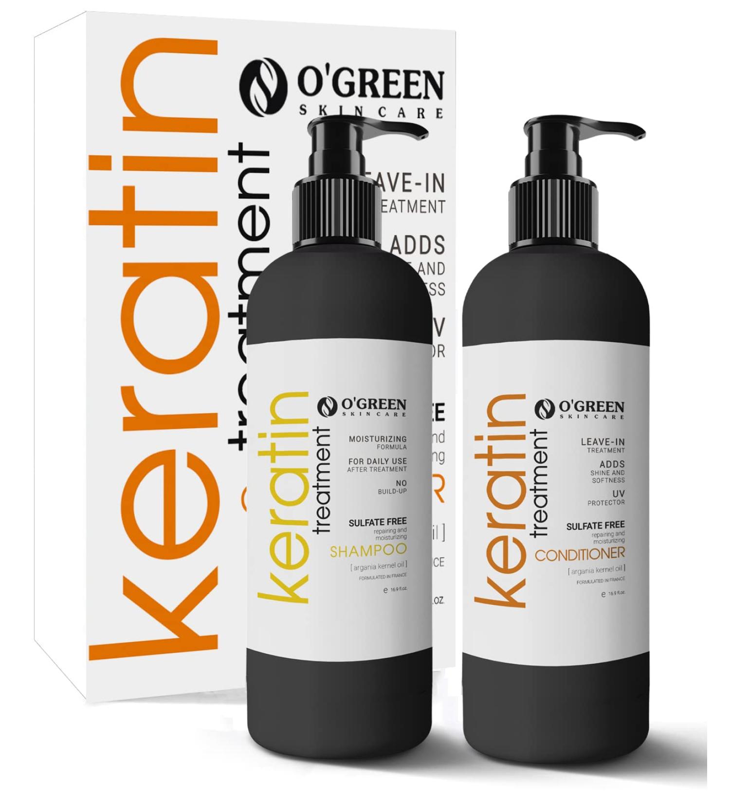 Keratin Shampoo & Conditioner Pump Set with Argan Oil - Sulfate & Parabens Free, Anti-Frizz Formula for Dry Thinning Hair - Clarifying & Protective Keratin Complex - Buy Online on GoSupps.com