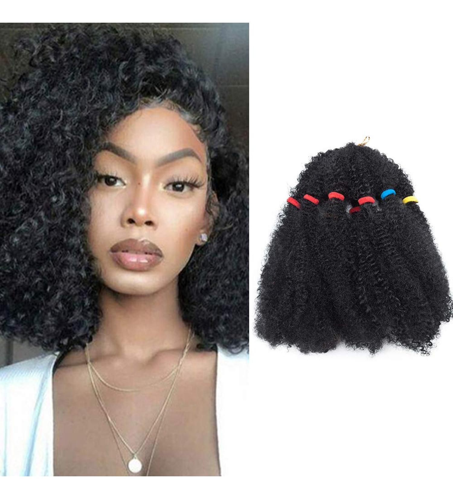  Dark Black Afro Kinky Bulk Hair Braiding Curly Synthetic Hair Extensions For Braiding 11 Inch/43CM Afro Twist Hairpiece - Buy Online on GoSupps.com