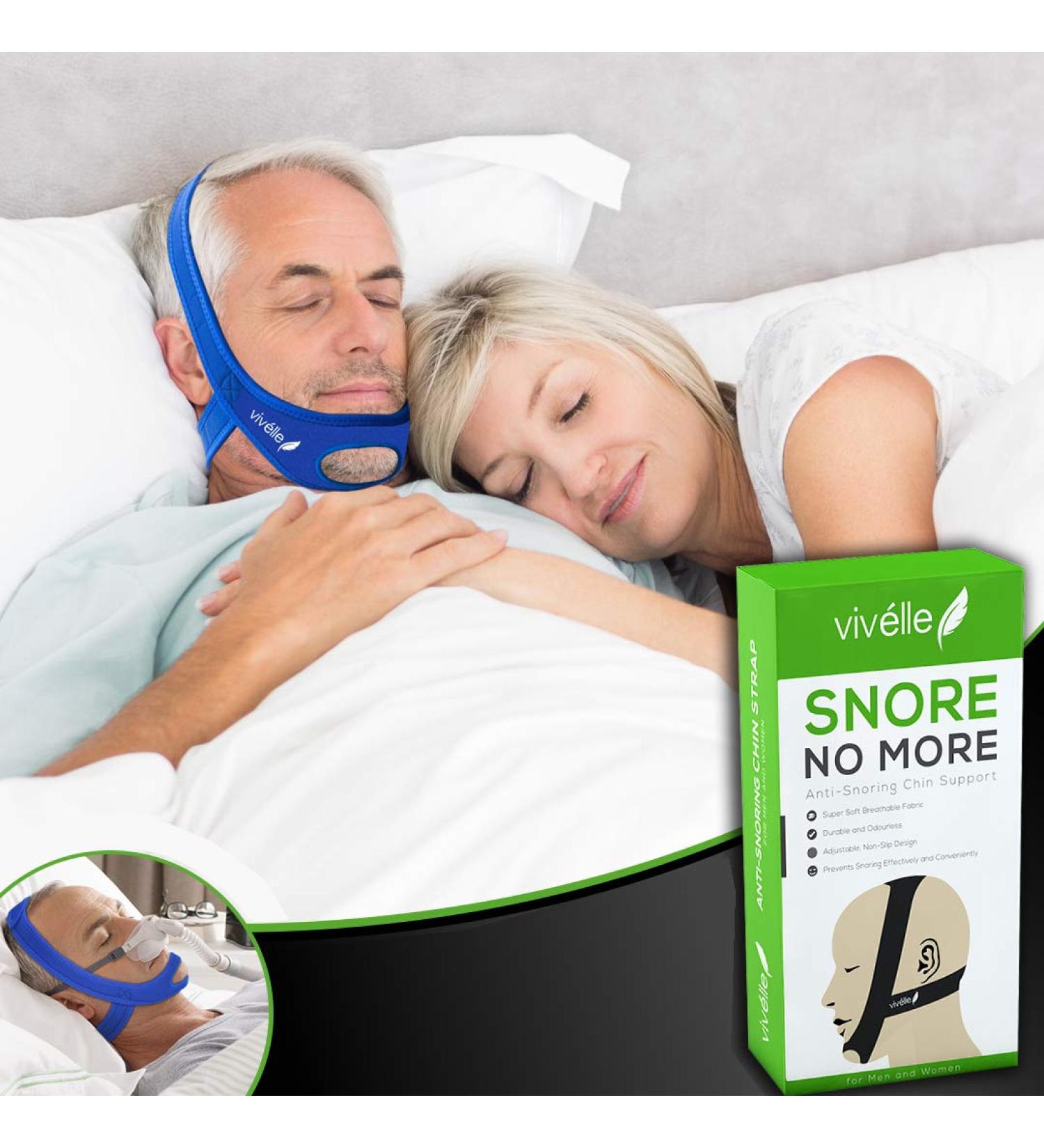 Vivlle Anti-Snoring Chin Strap for Men and Women - Snore-No-More, Slim Non-Slip Design, Adjustable Premium Snore Stopper for Day & Night - Buy Online on GoSupps.com