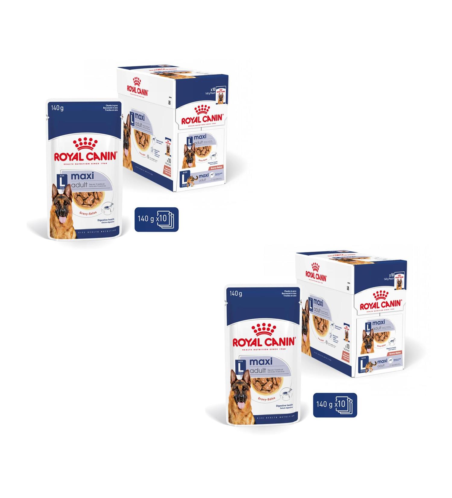 ROYAL CANIN Maxi Adult | Double Pack | 2 x 10 x 140 g | Complete Food for Dogs | for Large Adult Dogs (26 to 44 kg) | From 15 Months to 5 Years - Buy Online on GoSupps.com