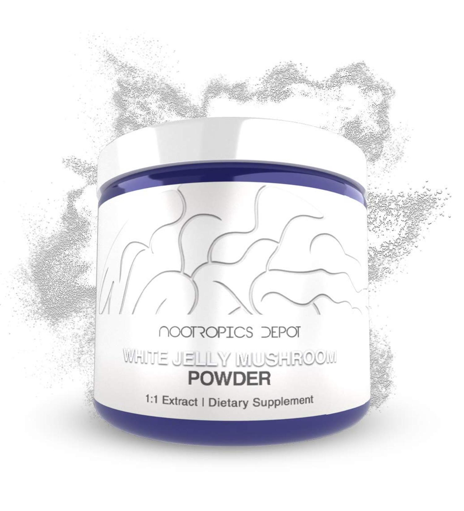 Nootropics Depot White Jelly Mushroom Powder | 60 Grams | Tremella fuciformis | Whole Fruiting Body Extract | Skin Elasticity Support | Promotes Healthy Cellular Function 2.12 Ounce (Pack of 1)