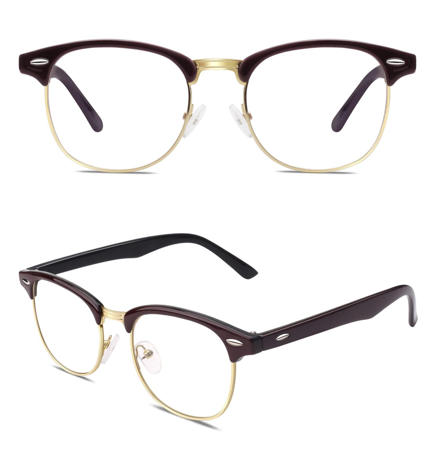 CGID 50s Retro Horn Rimmed Glasses - Rockabilly Geek Style Half Frame in Red & Black - International Shipping Available - Buy Online on GoSupps.com