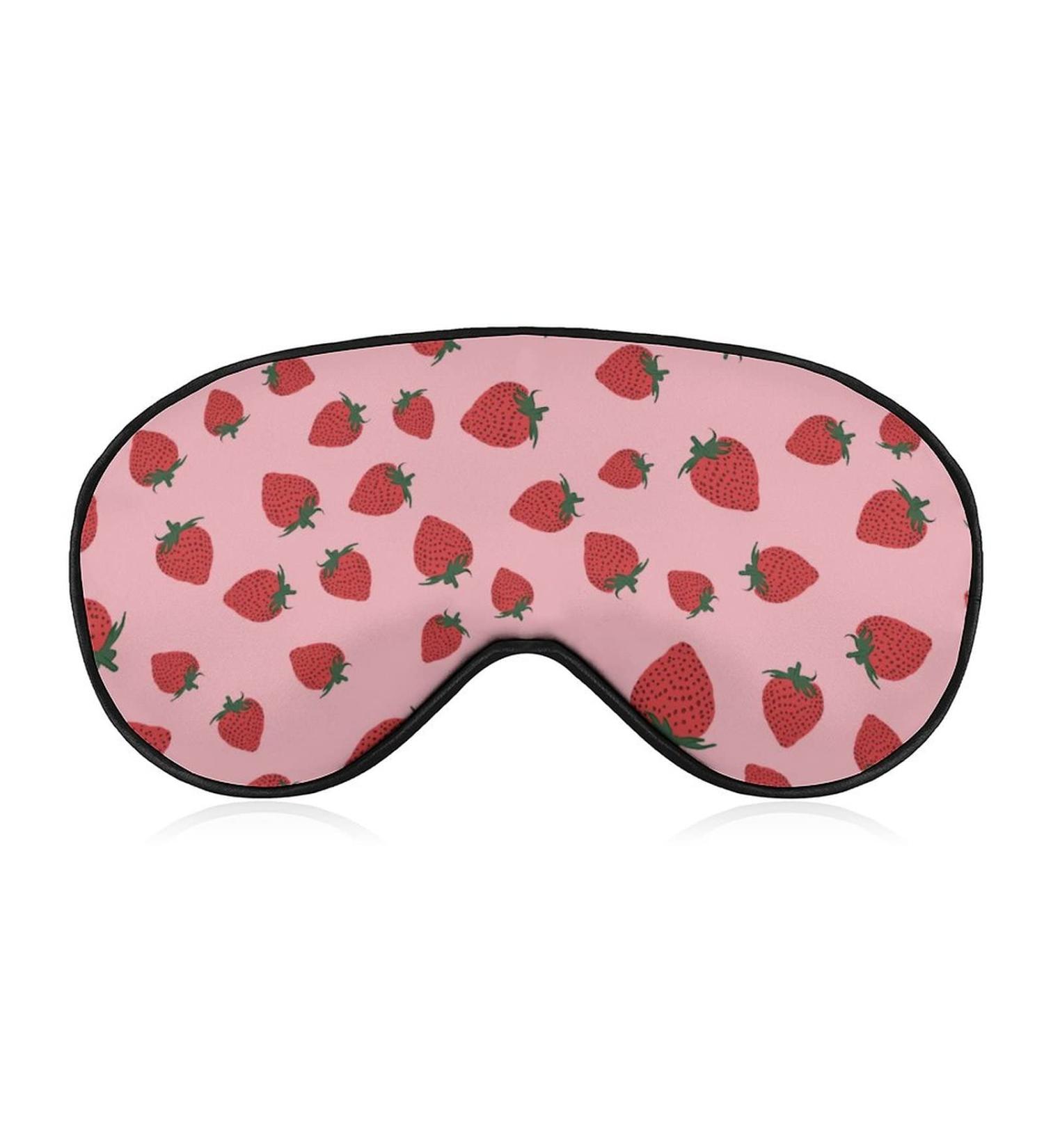 Strawberry Pattern Sleep Mask for Women | Adjustable Eye Shade with Elastic Strap - Perfect for Travel & Sleep - Buy Online on GoSupps.com