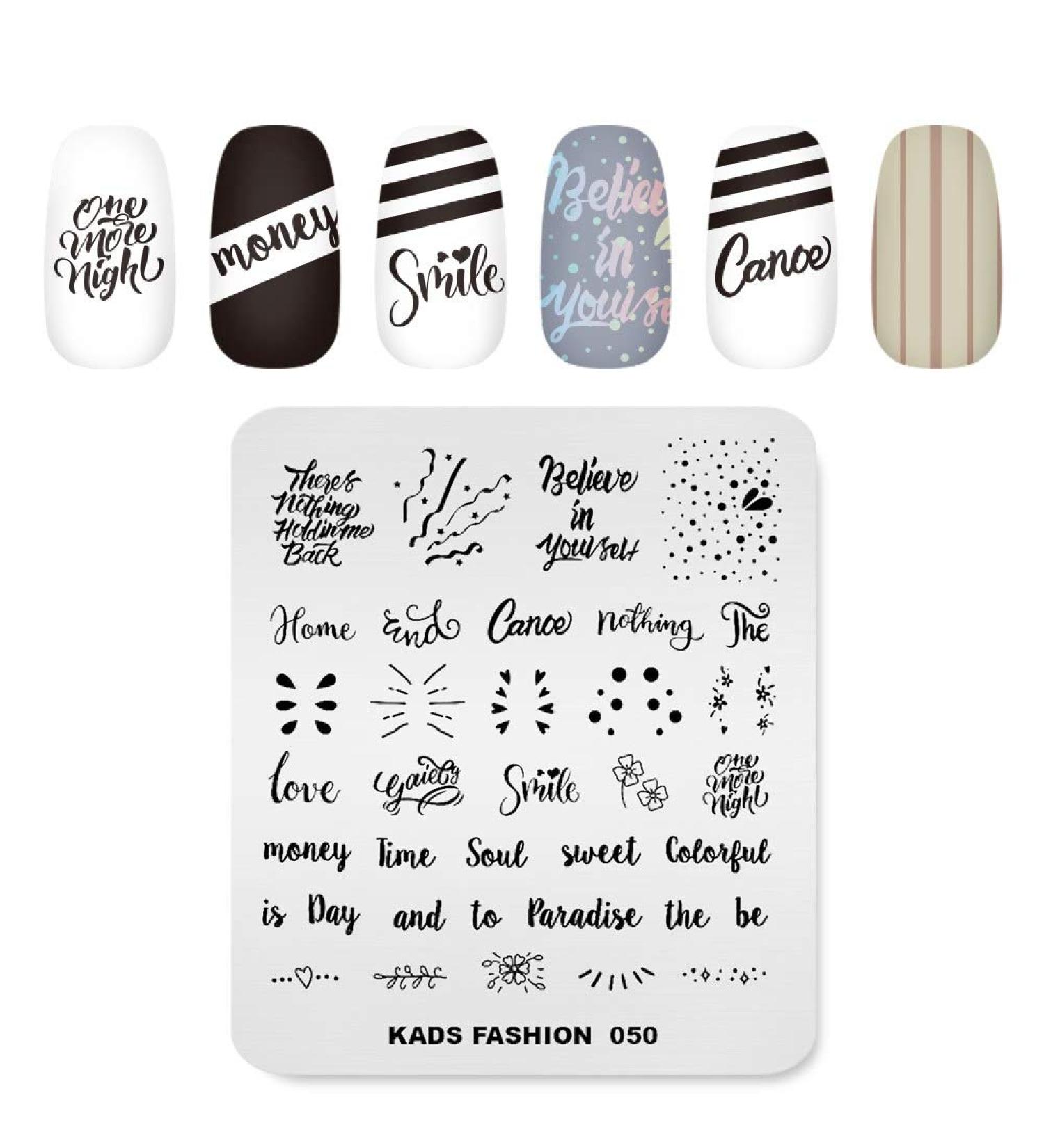 Nail Stamping Plate Fashion Party Letters Words Dots Drop Theme Multi-Pattern Stamp Print Image Stamp Template Nail Art for Nail Design 4# - Buy Online on GoSupps.com