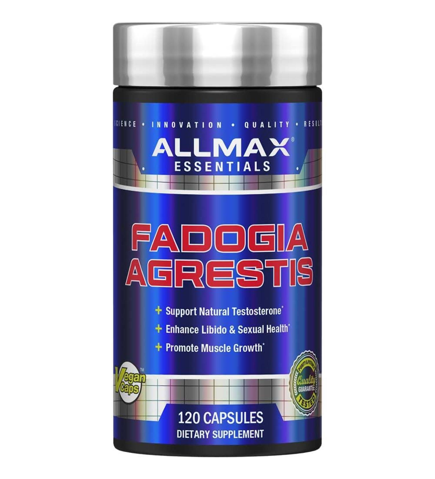 ALLMAX Essentials Fadogia Agrestis - Men's Health Supplement for Natural Testosterone Libido Enhancement & Muscle Growth - 120 Capsules - Buy Online on GoSupps.com