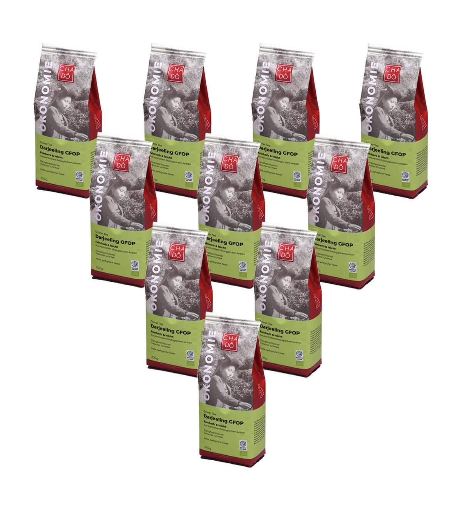 Cha Do Cha Do - Fairtrade Darjeeling Th vert - 200 g - Lot de 10