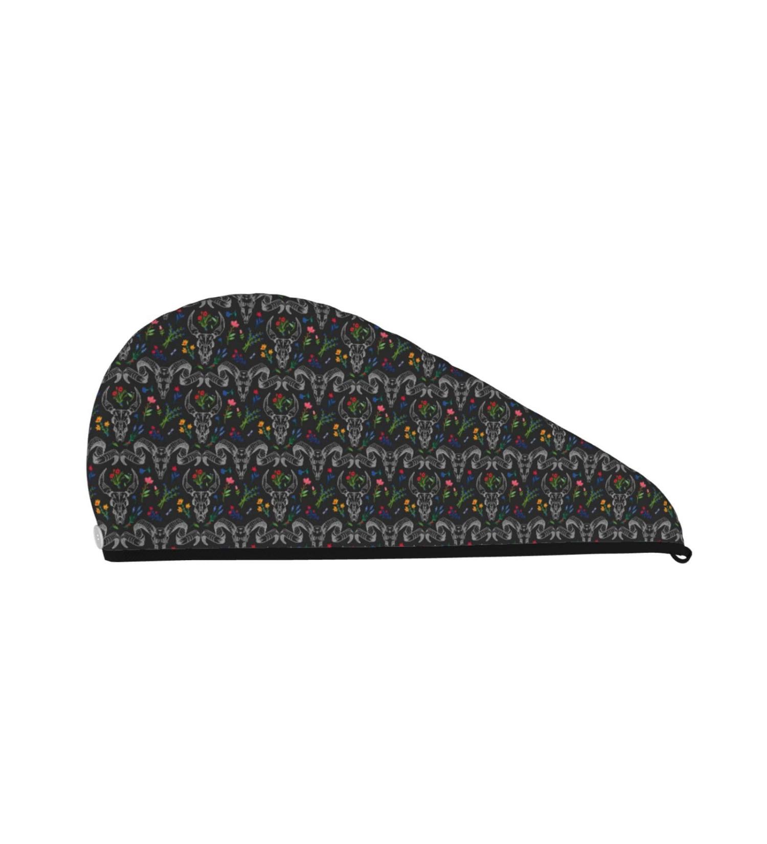 Skull with Horns Microfiber Hair Towel - Ultra Soft & Absorbent Coral Velvet Wrap for Women | Quick Drying Cap for Long Short Curly & Thick Hair - Buy Online on GoSupps.com