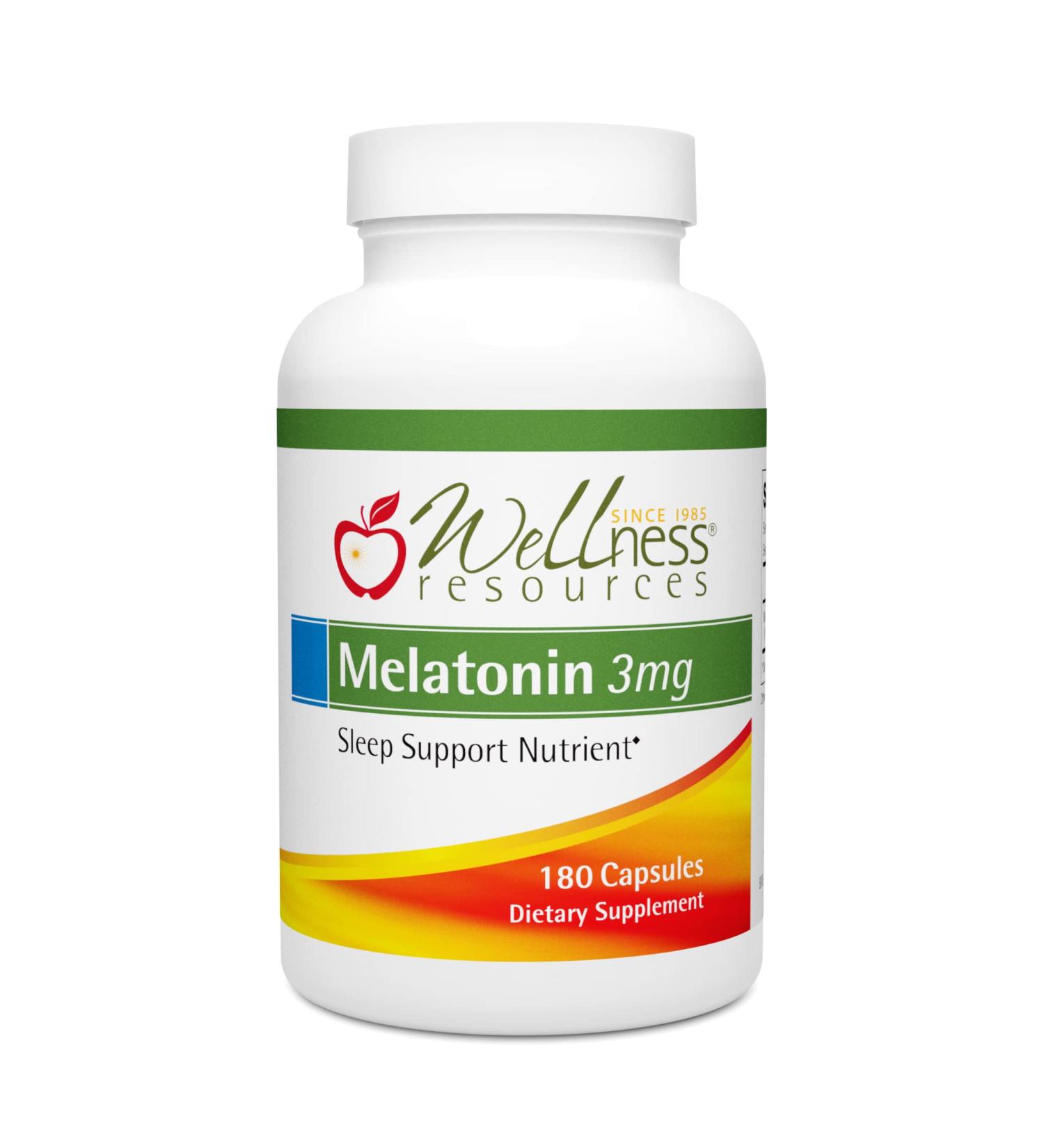 Wellness Resources 3 mg Melatonin Capsules - Natural Sleep Support Supplement - Gluten Free Sleep Aid Preservative Free Third-Party Tested No Added Sugars Dye Free 180 Capsules - Buy Online on GoSupps.com
