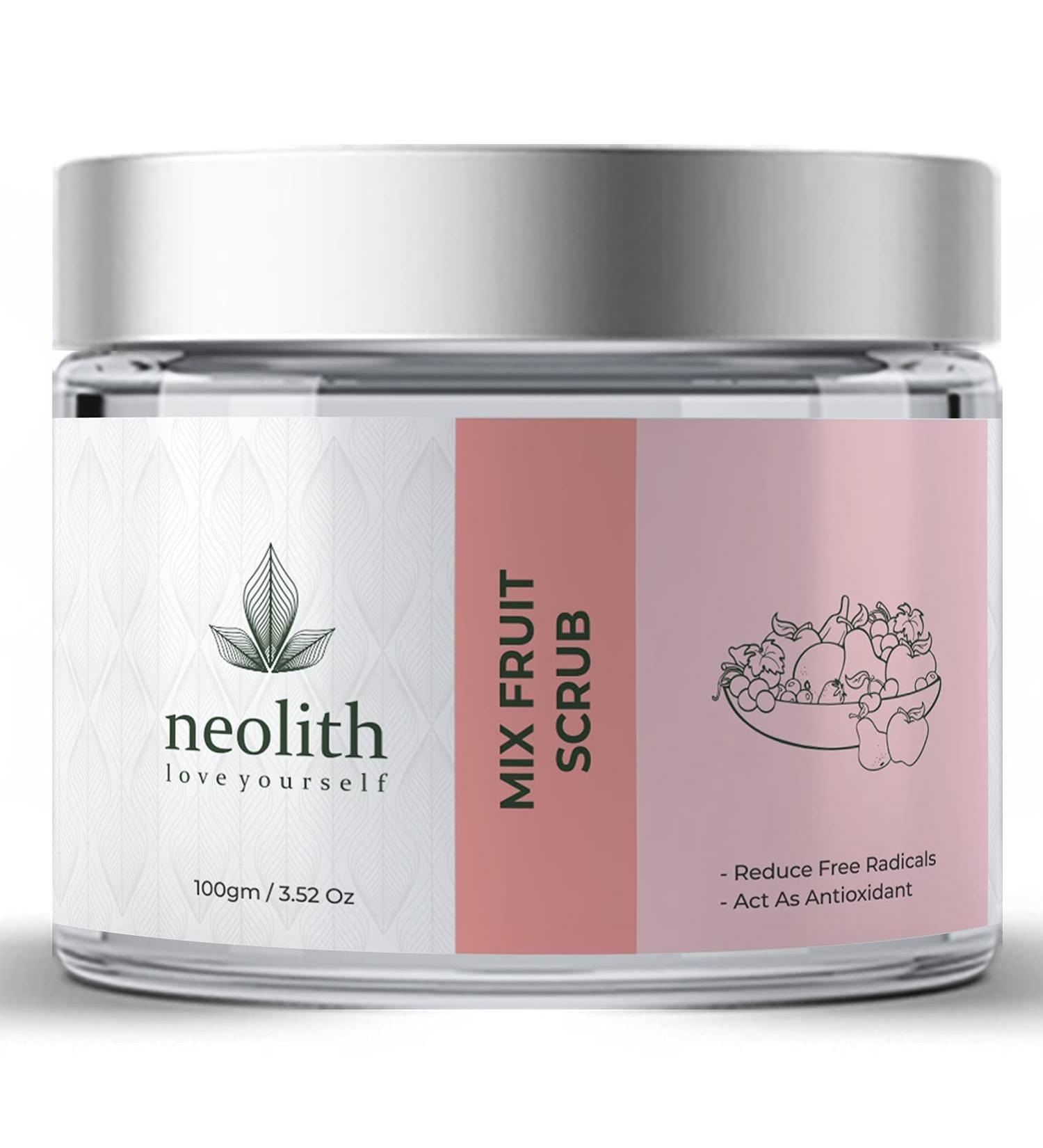  Neolith Neolith Mixed Fruit Scrub || Winter Scrub || Gentle exfoliating facial scrub for dry and dull skin removes dead skin cells reduces blackheads and whiteheads with almond oil ECOCERT certified - 100 g - Buy Online on GoSupps.com