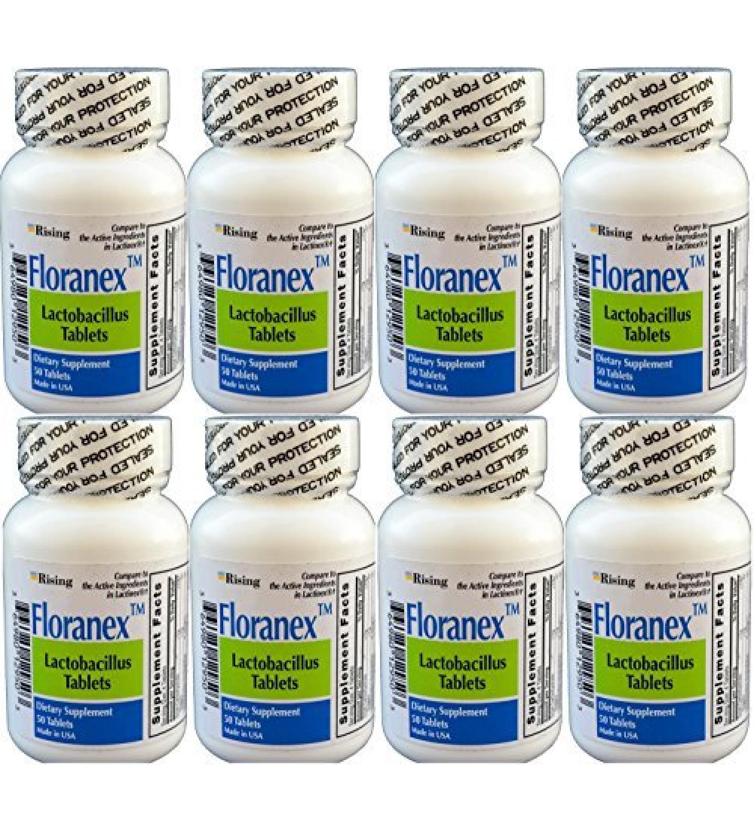 Floranex Probiotic for Colon Health Generic for Lactinex 50 Tablets per Bottle Pack of 8 Total 400 Tablets by RISING PHARMACEUTICALS