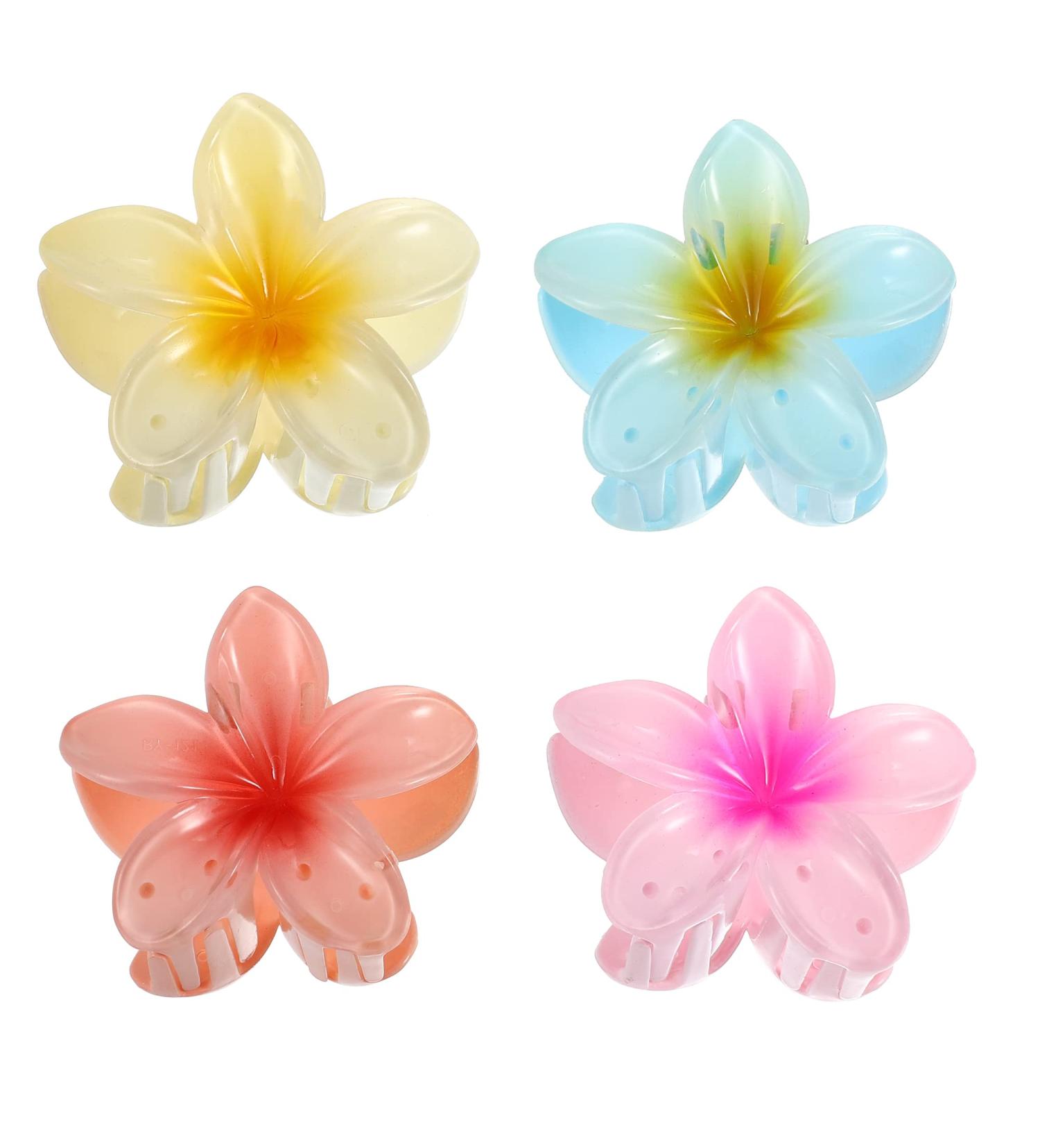 VOCOSTE 4Pcs Flower Claw Clips Hair Accessories for Girls - Pink Purple Blue Yellow - Buy Online on GoSupps.com