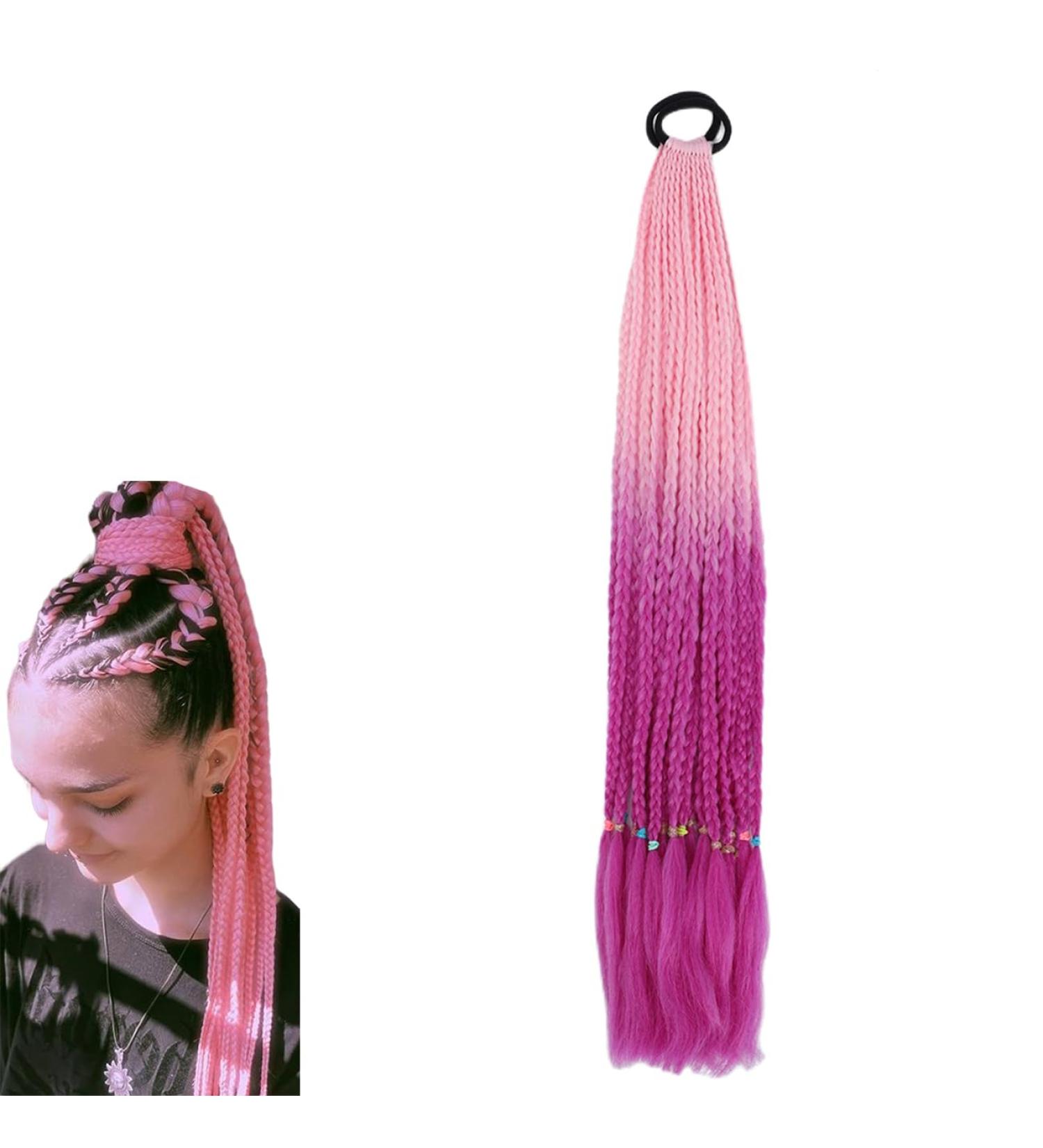 prinfantasy Color Wig Braided Wig Hair Ponytail Fiber Wig Braids Gradient Color Braid Ponytail Braid Hairpiece Giant Hair Band Braided Ponytail Purple Hair Extensions BZ200 GBBZ200 24 inch - Buy Online on GoSupps.com
