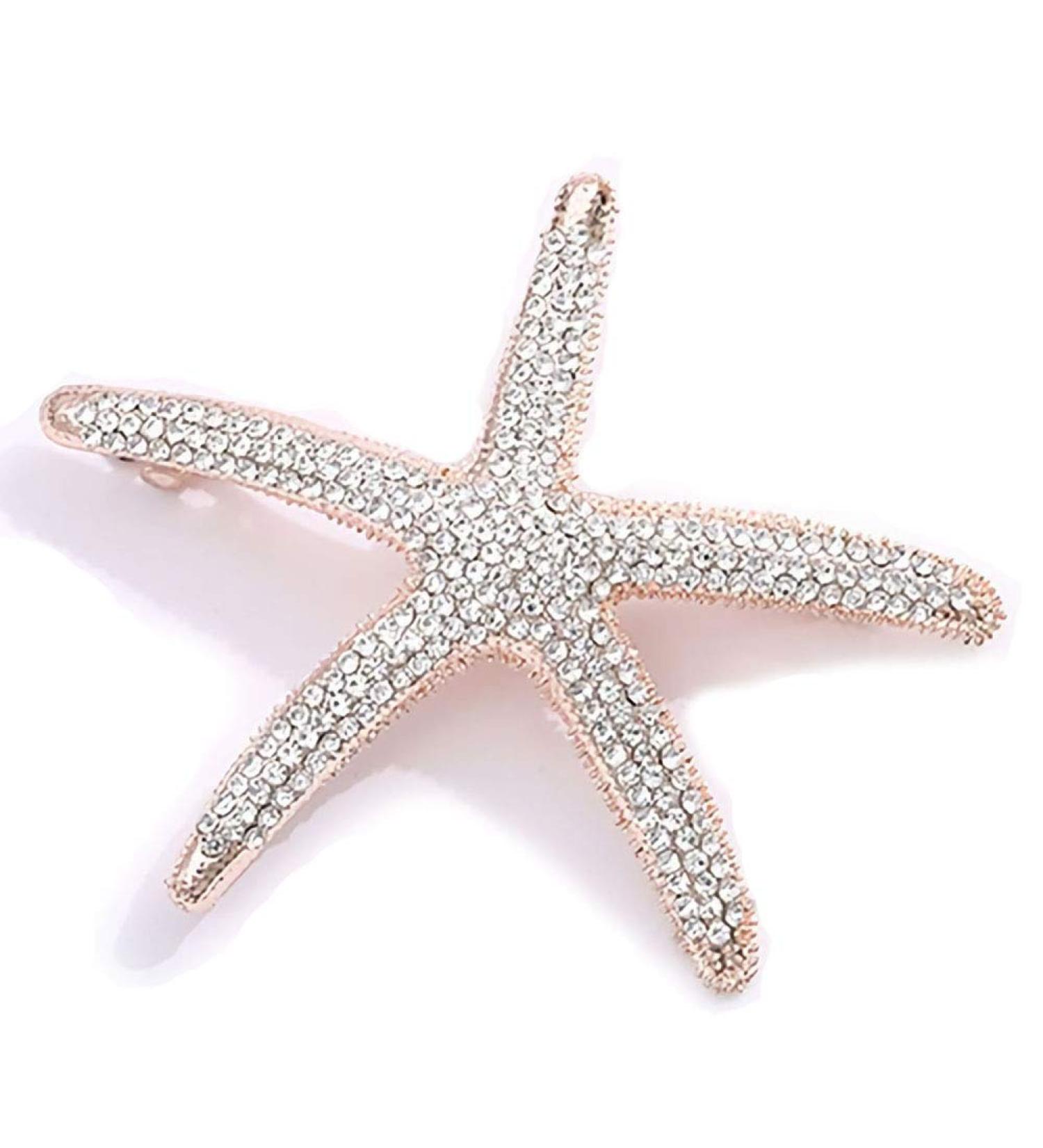 Handmade Clear Crystal Rhinestone Starfish Hair Clip - Beach Hair Accessories for Women - Buy Online on GoSupps.com