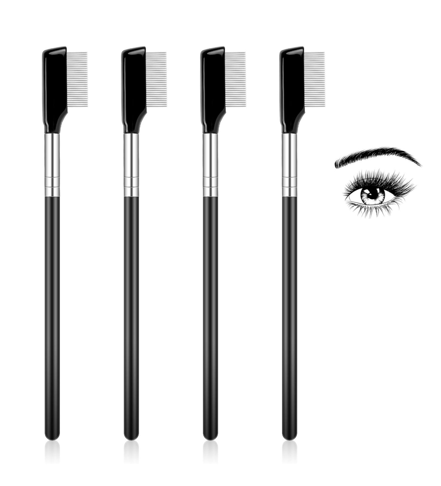 4 PCS Metal Eyelash Comb Set - Professional Stainless Steel Lash Separator & Eyebrow Applicator | Ideal for Mascara & Eyelash Grooming - Buy Online on GoSupps.com