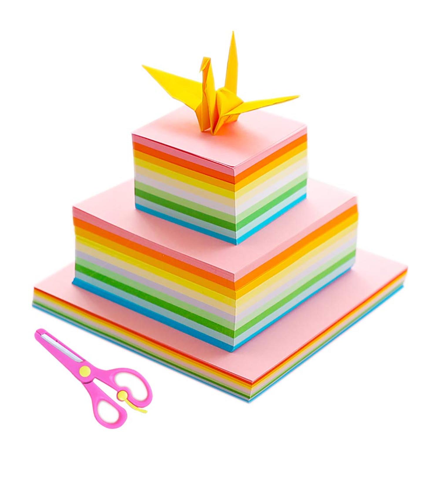 1000 Sheets Origami Paper Assorted Sizes - Double Sided Square Paper for Kids Crafts - Fold Cranes, Roses, Flowers, Rabbits, Airplanes, Hearts, Dinosaurs - 10 Colors - Buy Online on GoSupps.com