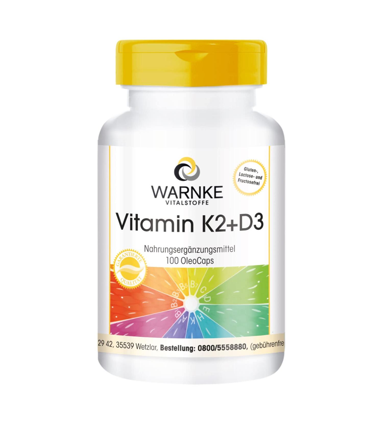 Vitamin K2 + D3 200 g / 1000 I.U. - 100 OleoCaps from our own production - Original K2VITAL 99.7% all-trans K2 MK-7 - German pharmacy quality - high dosed | Warnke Vitalstoffe - Buy Online on GoSupps.com