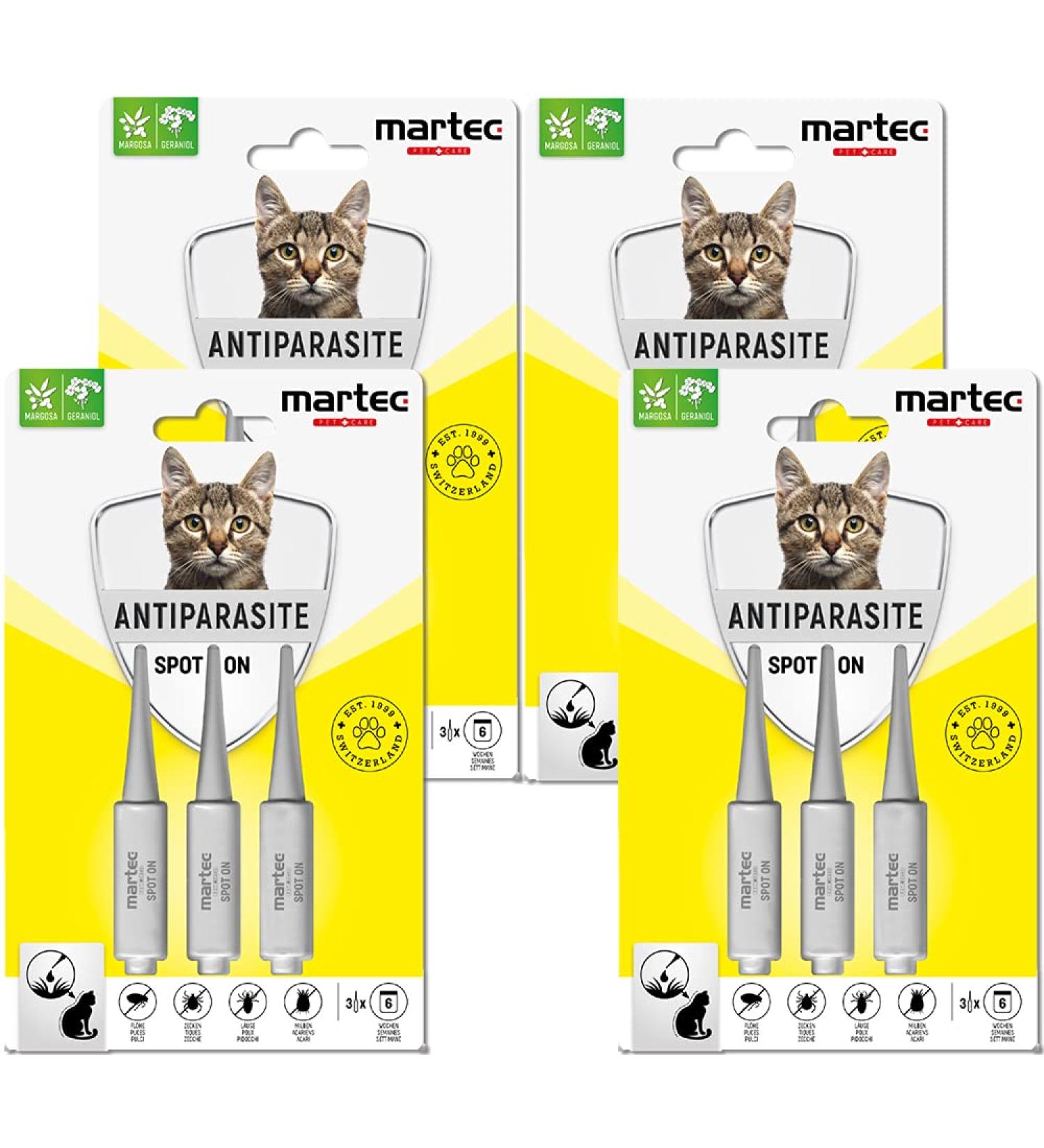 Martec Pet Care Spot On for Cats 12x1ml | 18 Months Flea Tick & Mite Protection | Vegetable-Based Solution | Best Flea Remedy for Cats - Buy Online on GoSupps.com