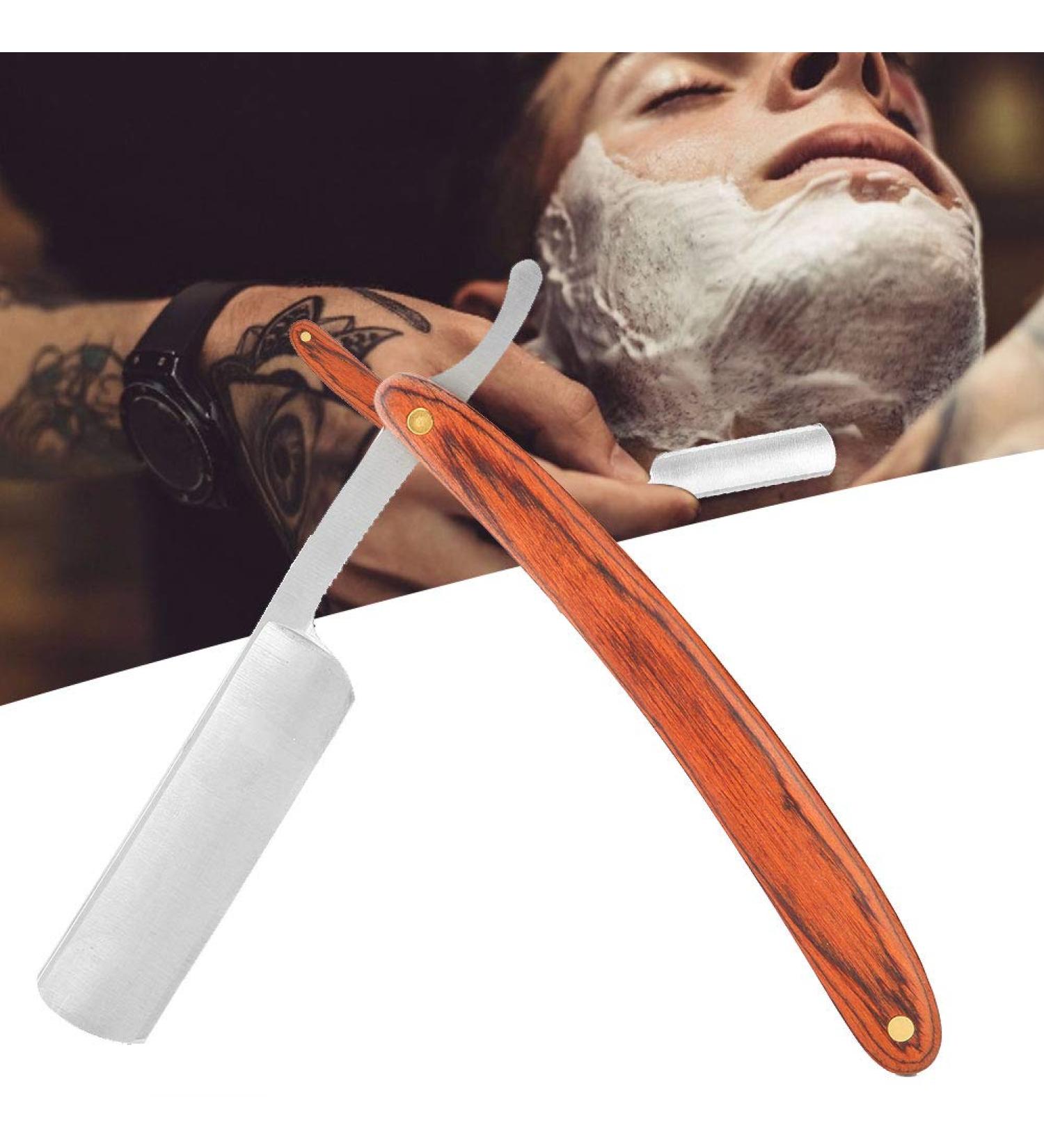 Professional Razor Shaving Knife | Straight Edge Barber Razor with Wooden Handle | Best Beard & Hair Cutting Tool for Barbers - Buy Online on GoSupps.com