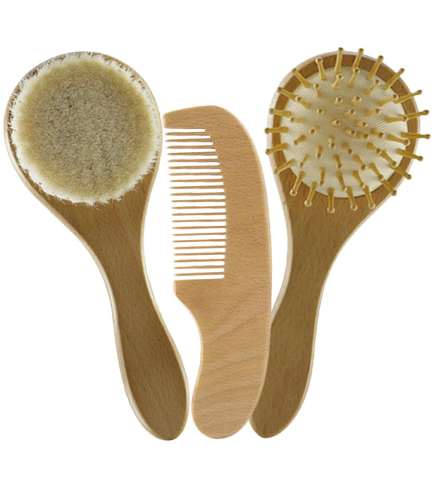 Hohopeti 1 Set Wooden Baby Hair Care Brush & Comb Kit - Baby Shower Gift - Buy Online on GoSupps.com