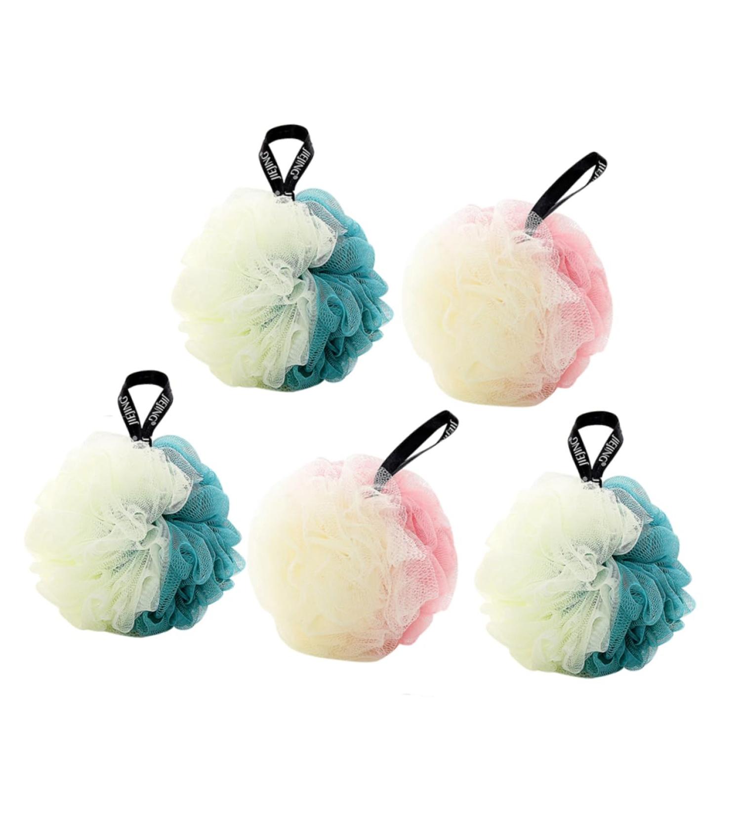 Housoutil Kid Body Wash Set - 5pcs Kids Bath Accessories Mesh Sponge & Scrubber for Easy Showering | Korean Version Tennis Child Bath Ball - Buy Online on GoSupps.com