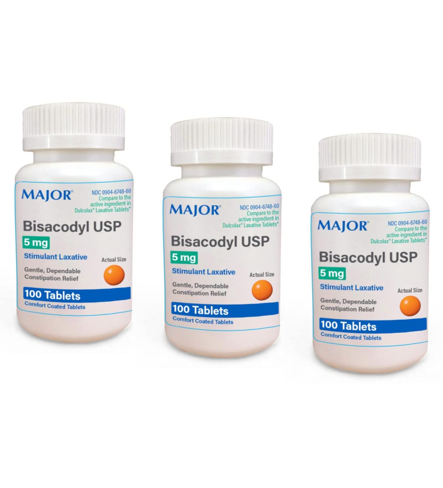 Major Bisacodyl Enteric Coated Tablets 5mg - 300 Tablets (3 Pack) - Buy Online on GoSupps.com