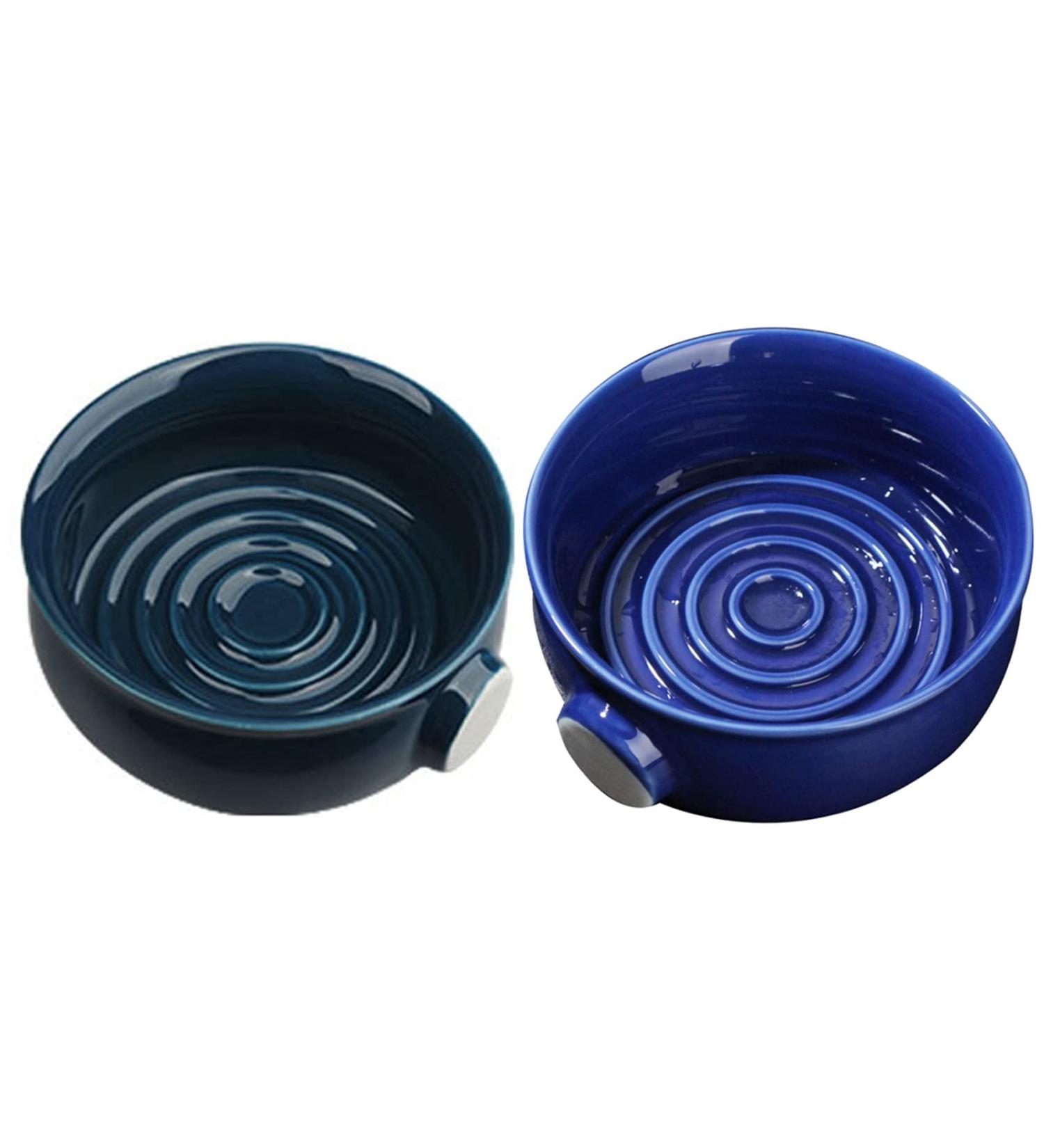 Grockstr Ceramic Shaving Cups for Men - 2-Pack Wide Opening & Threaded Base Royal Blue & Dark Blue for Brushes & Soap - Buy Online on GoSupps.com