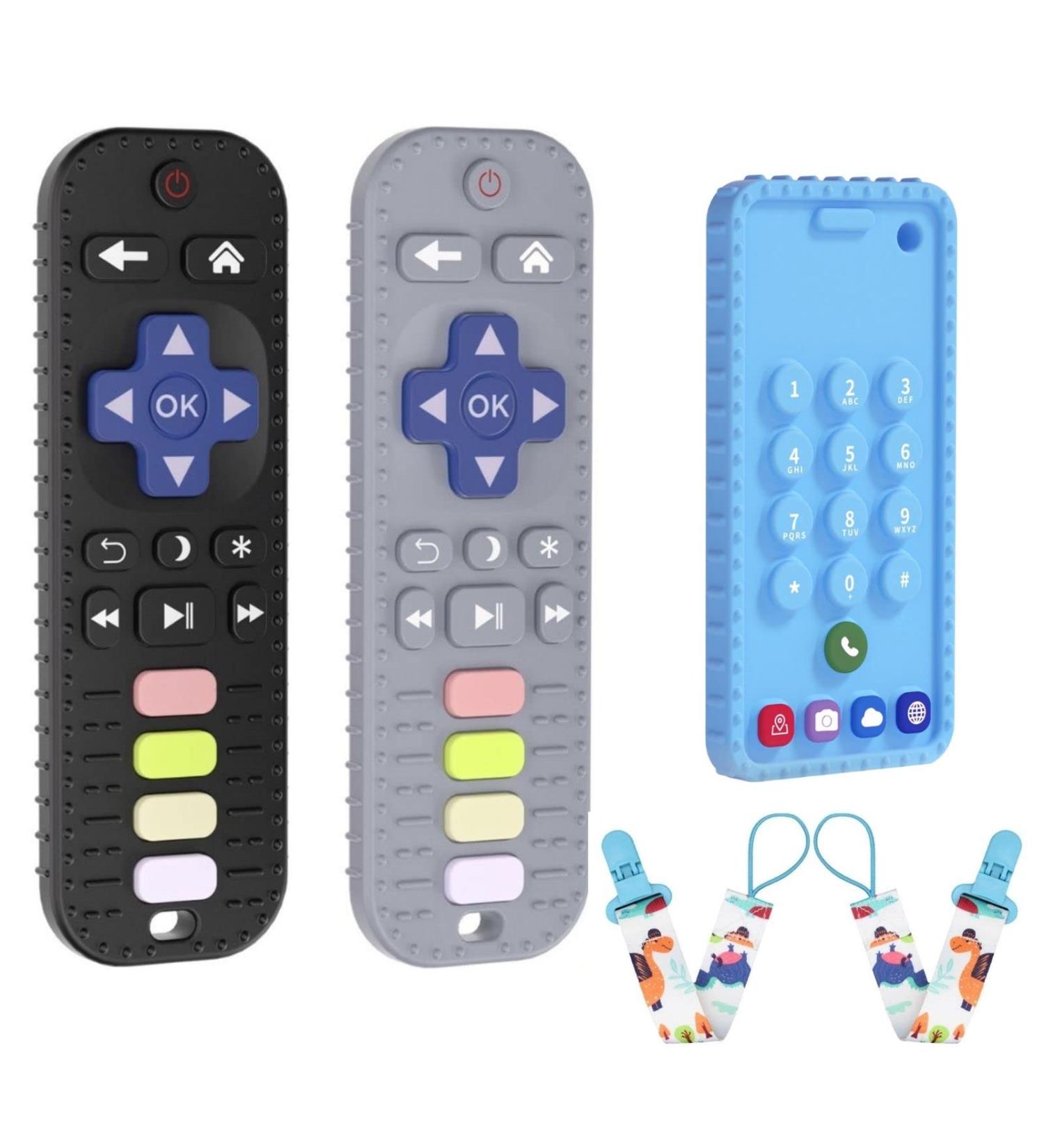 JIECH Remote & Phone Teether Toys for Babies | BPA-Free Silicone Teething Toys - Buy Online on GoSupps.com