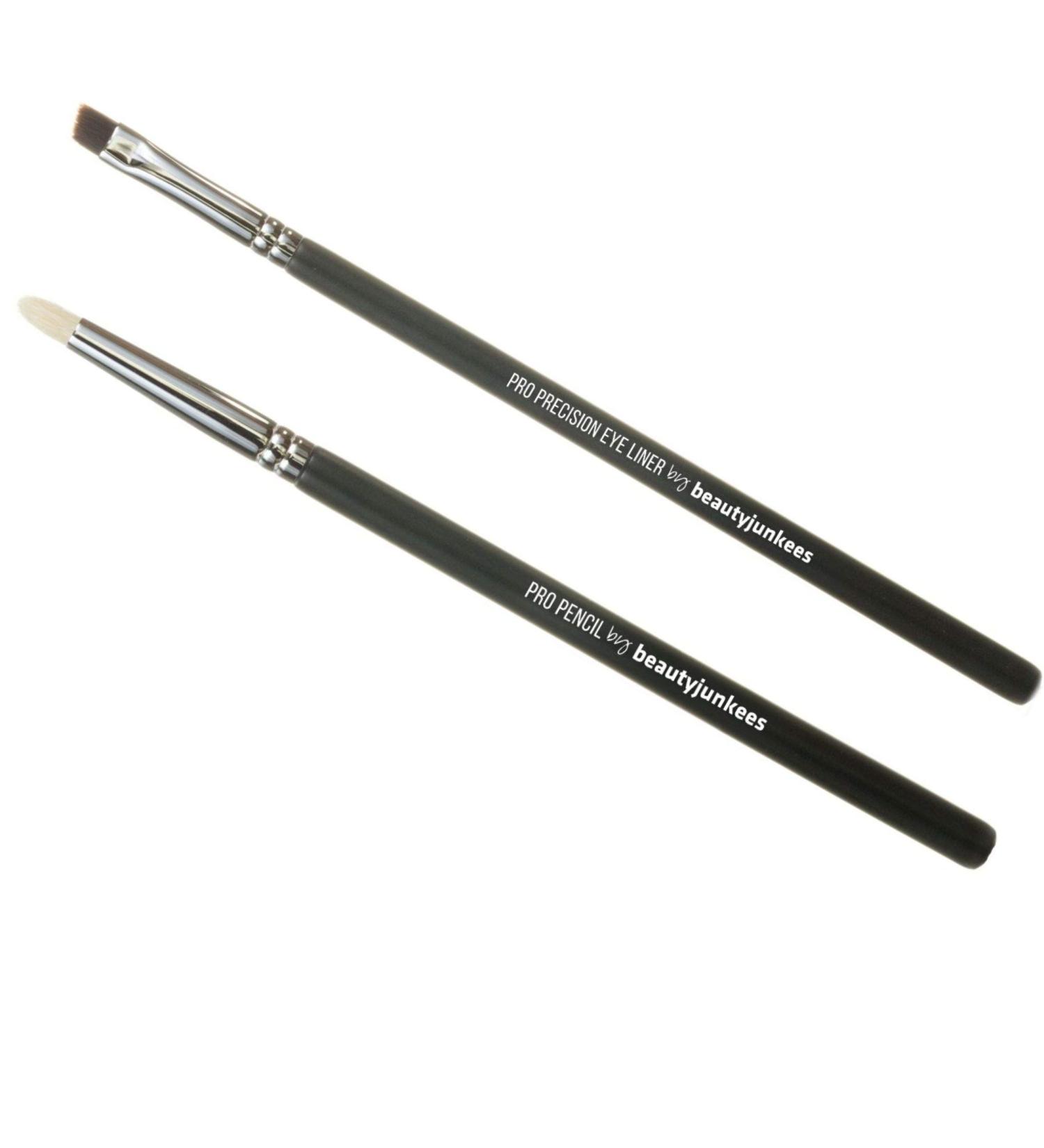 Professional Eyeliner Makeup Brush Set 2pc Beauty Junkees Gel & Smudge Brushes for Precision Tightlining & Shadow Blending Premium Quality International Shipping - Buy Online on GoSupps.com
