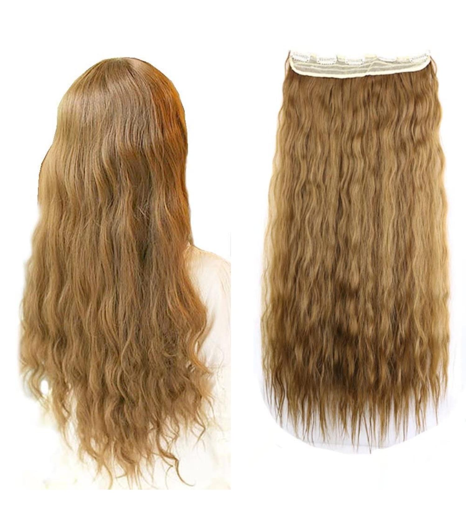 Iluu #27 Honey Blonde Clip-In Hair Extensions - 24 Deep Corn Wave Curly 110g Heat-Resistant Synthetic for Parties - International Shipping Available - Buy Online on GoSupps.com