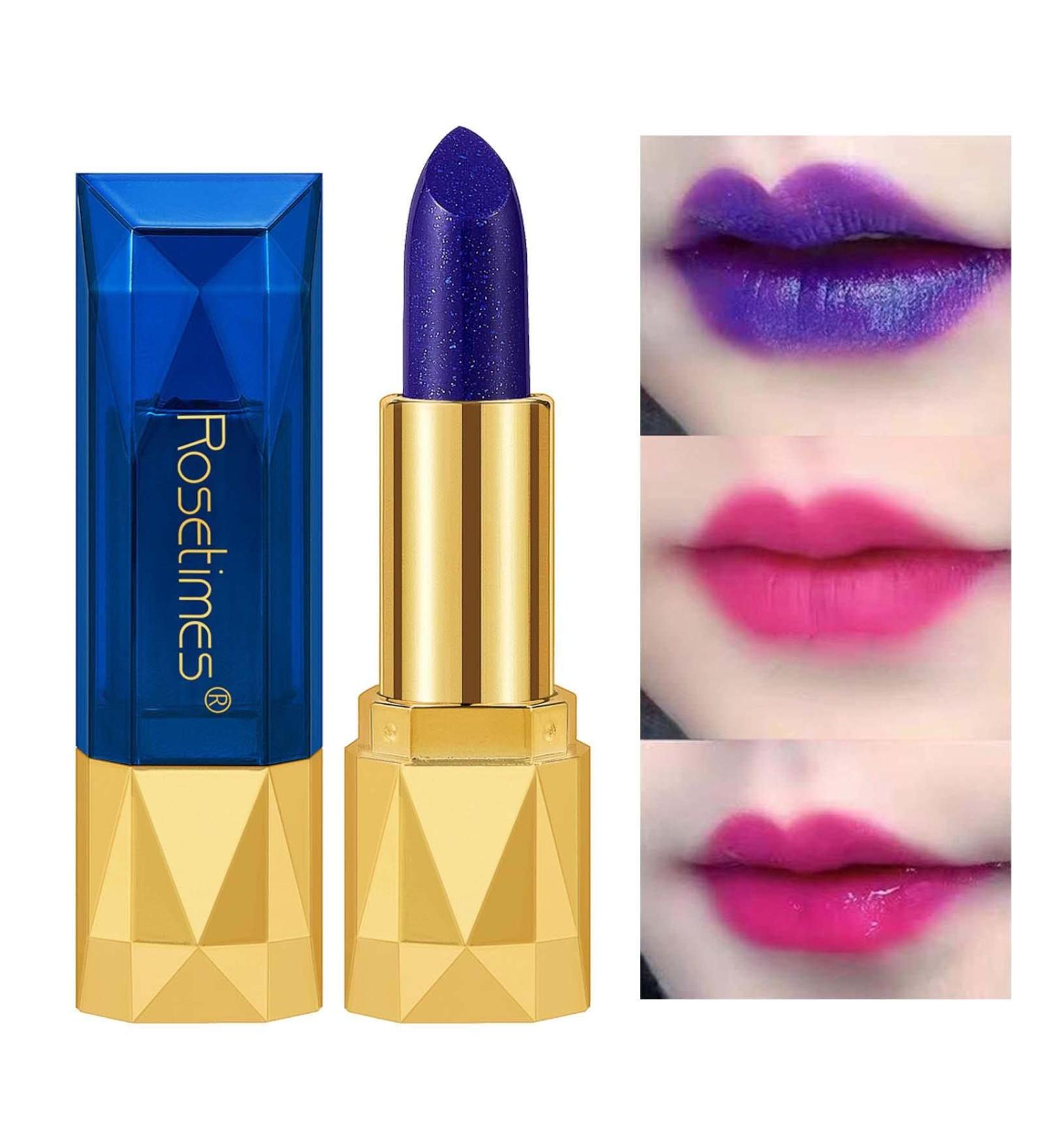  Rosixehird Blue Magic Lipstick Color Changing Lipstick Blue Lipstick Long Lasting Waterproof Tinted Lip Balm for Women Girls - Buy Online on GoSupps.com