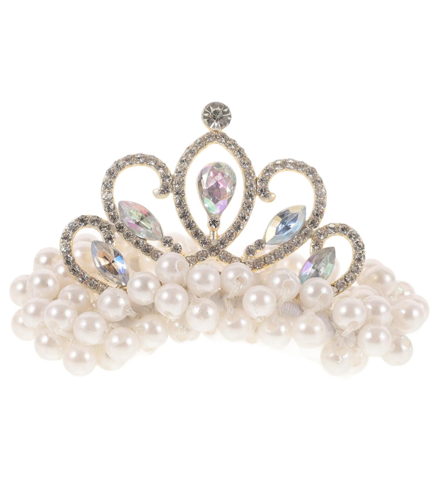 TOVINANNA Crown Pearl Hair Tie Beaded Fashion Elastic Hair Scrunchies Fancy Ponytail Holder Princess Hair Accessories for Women Girls - Buy Online on GoSupps.com