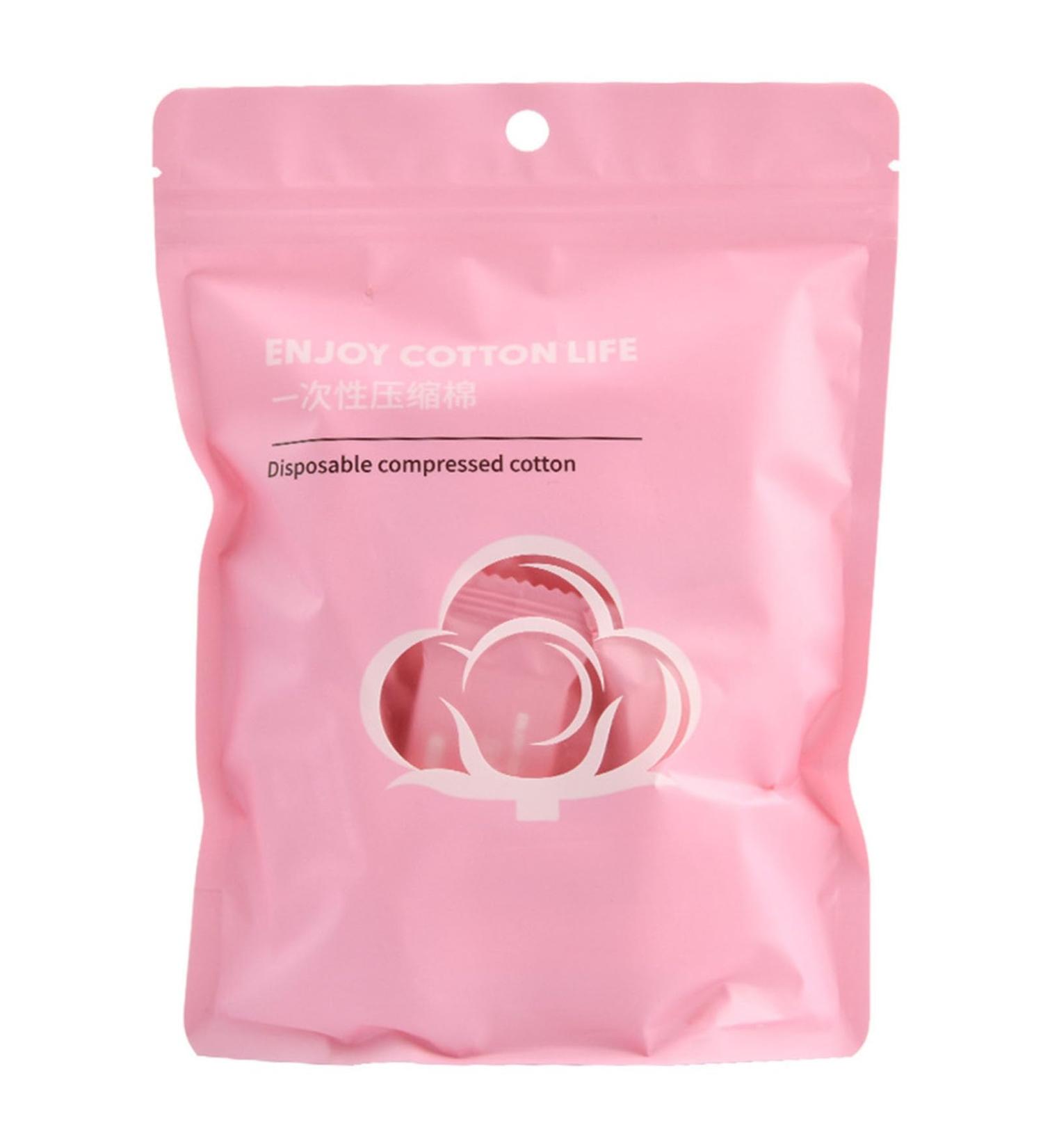 ulafbwur Disposable Cotton Pad 20pcs Disposable Compressed Cotton Pad Wet Use Expandable Towel Portable Outdoor Travel Pink - Buy Online on GoSupps.com