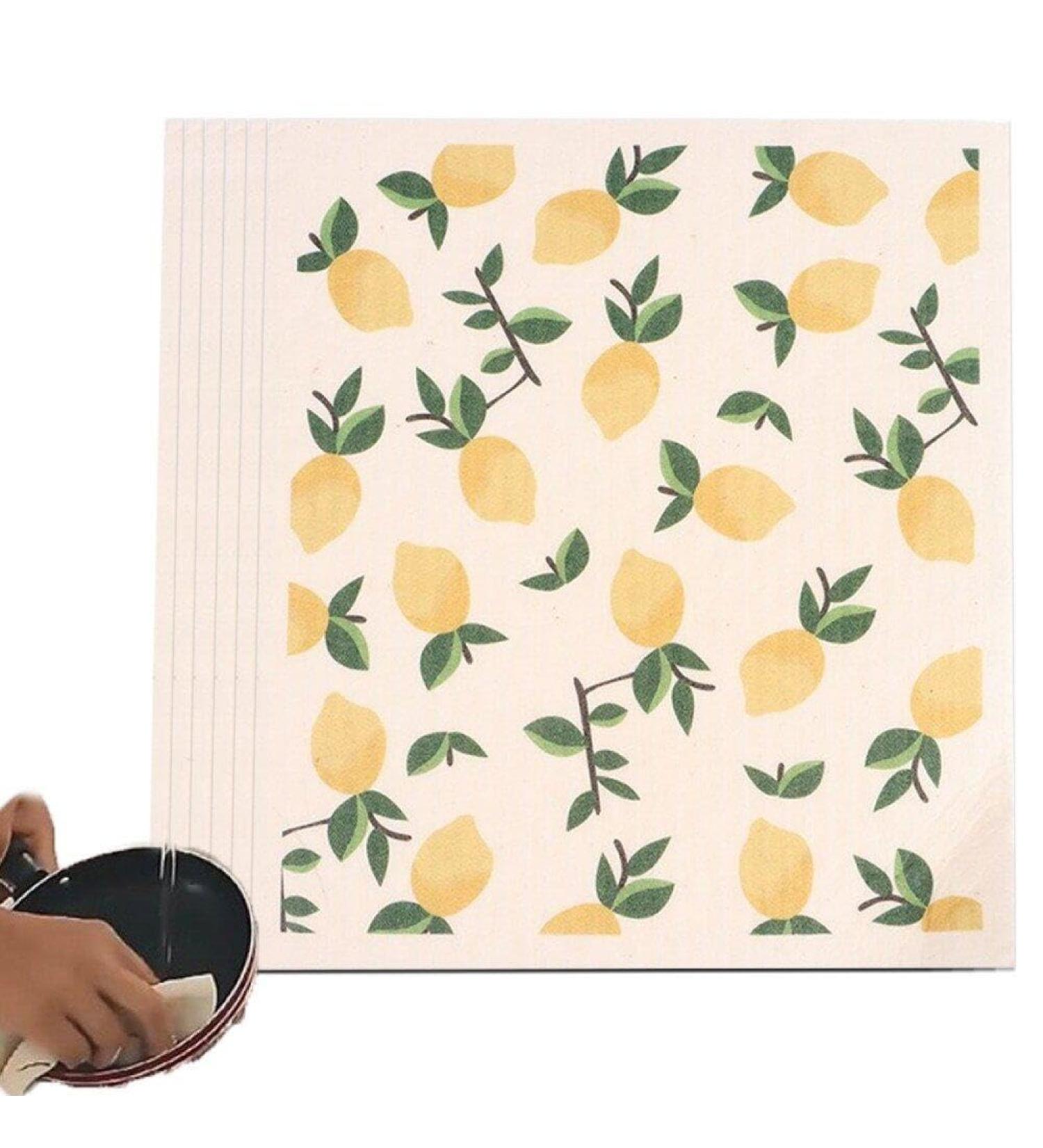 6pcs Wood Pulp Cotton Dishcloth Reusable Wet Dry Household Kitchen Dish Washing Pad Cellulose Cleaning Cloths Style 3 - Buy Online on GoSupps.com