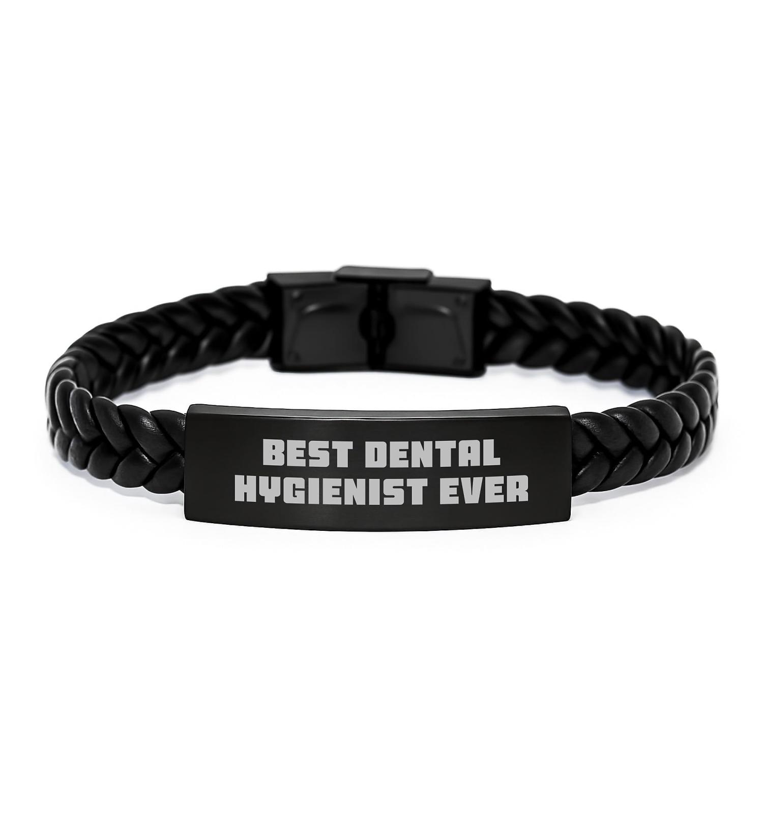 Funny Dental Hygienist Gifts from Friends - Best Dental Hygienist Ever Interlaced Leather Bracelet Birthday Unique Gifts for Dental Hygienist
