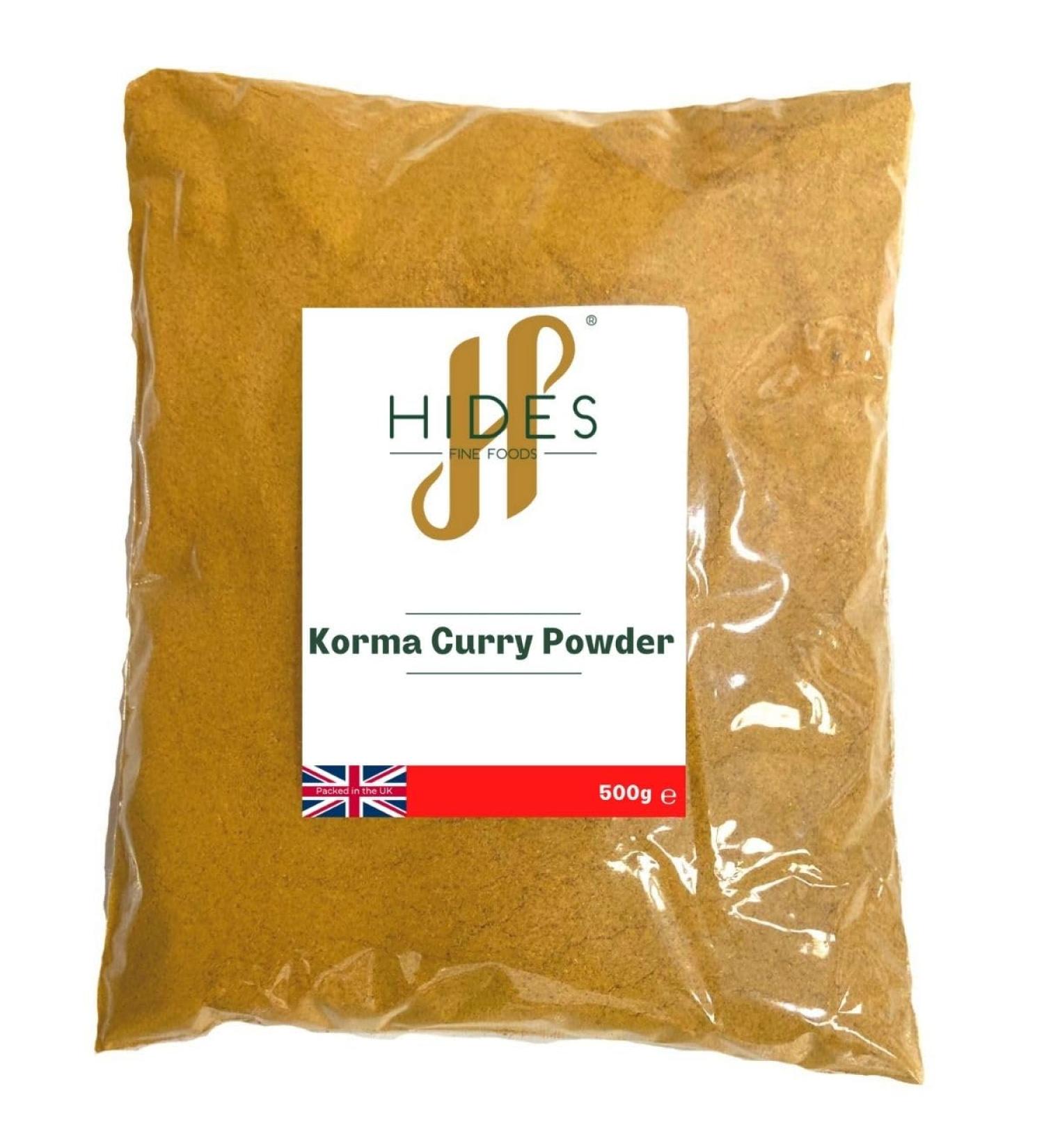 Hides Fine Foods Korma Curry Powder 500g - GMO Free, Vegetarian-Friendly - Authentic Indian Blend for Asian Cooking - Perfect for Curry Takeaway or Fakeaway - Buy Online on GoSupps.com