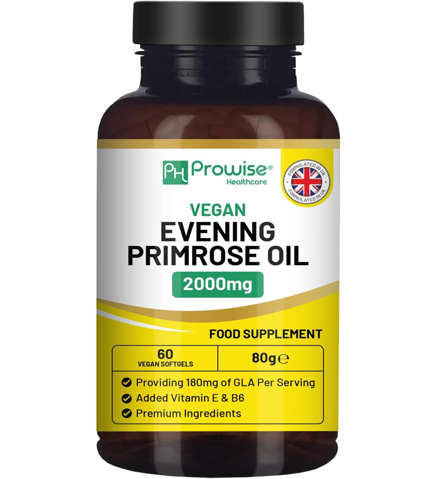 Evening Primrose Oil 1000mg with Vitamin E & B6 90 Capsules | High GLA Content | UK Manufactured Under GMP | Prowise Healthcare - Buy Online on GoSupps.com