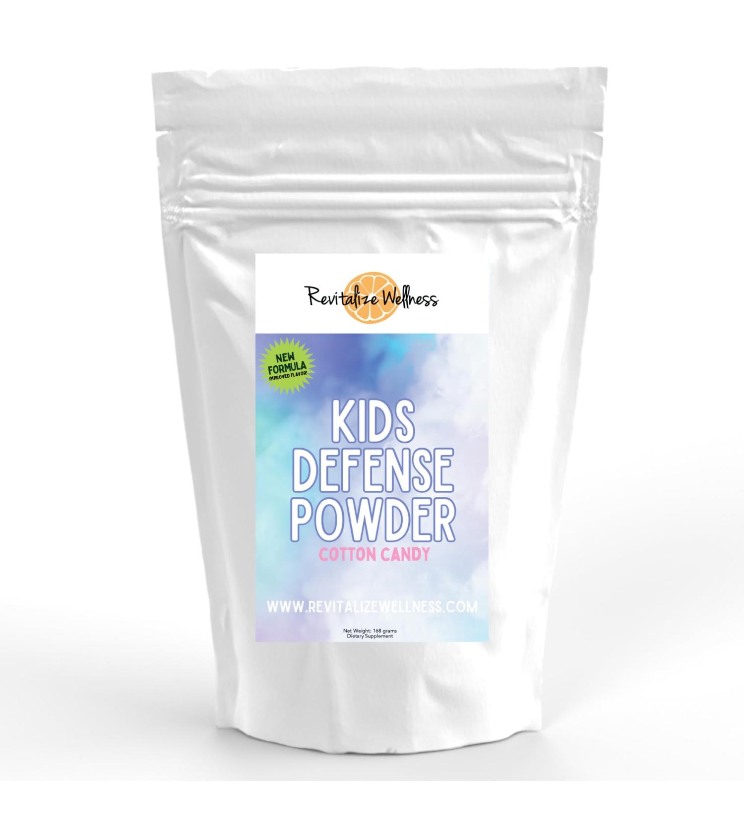 Revitalize Wellness Kids Defense Powder | New Formula Improved Flavor | Orthomolecular Dose of 1000 mg Vitamin C and 250 mg B3 | Pure Corn Free & GMO-Free | Cotton Candy Flavor | 120 Servings - Buy Online on GoSupps.com