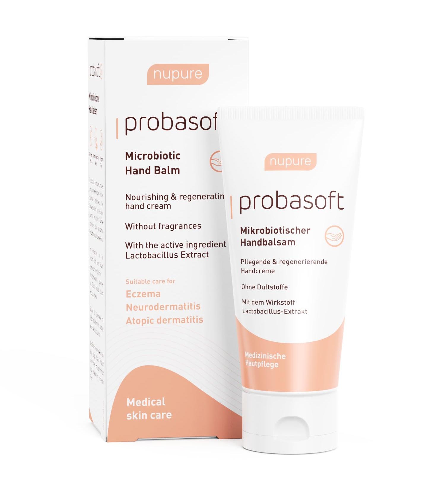 Nupure Probasoft Hand Cream 50ml - Microbiotic Moisturizer for Very Dry Hands with Shea Butter & Almond Oil | Perfume-Free & Paraben-Free - Buy Online on GoSupps.com