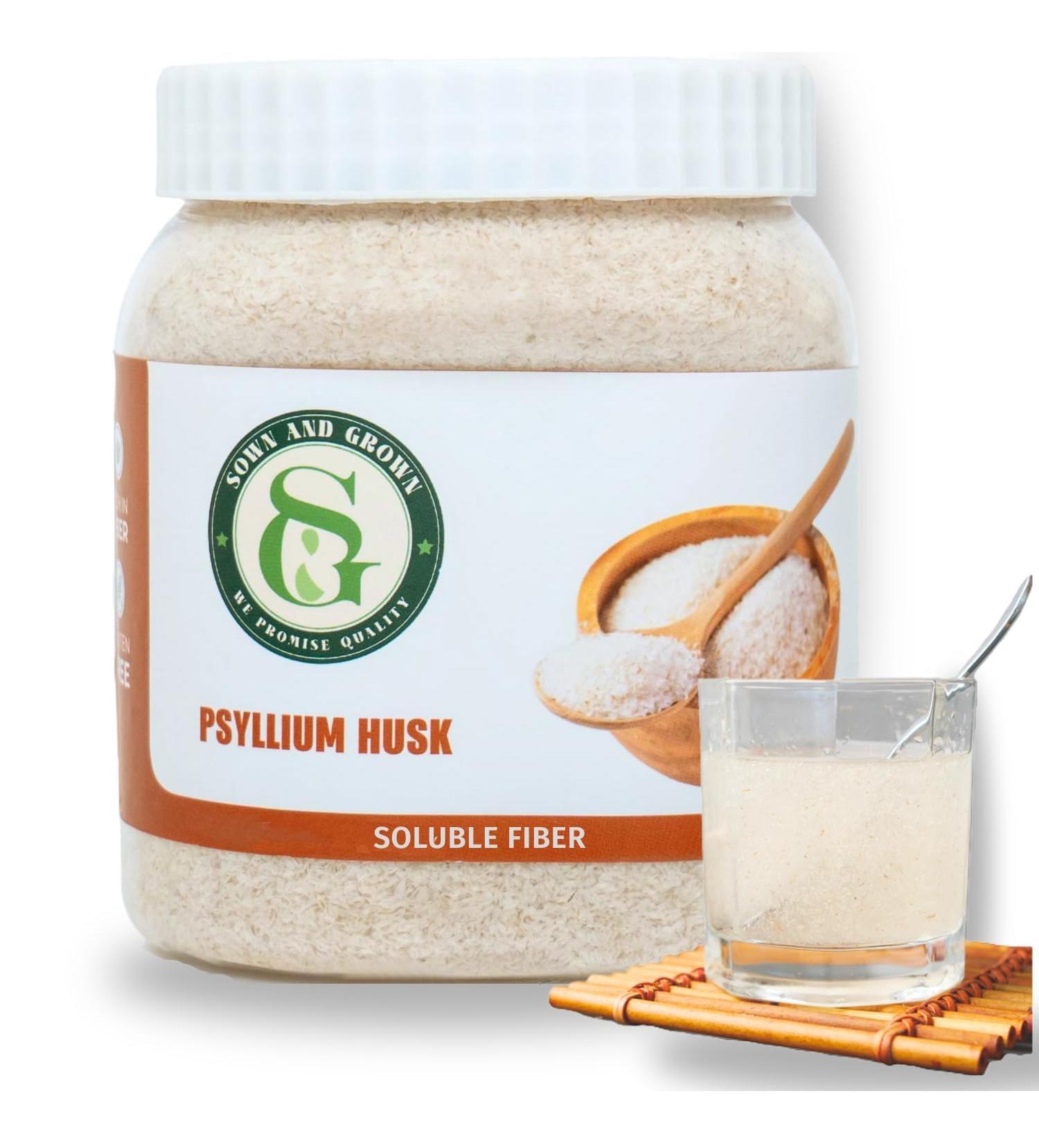Sownandgrown Psyllium Husk Whole, 12 Ounce - Whole Husk Fiber Supplement, Vegan, No Sugar or Artificial Sweeteners, Non GMO, Gluten Free - Buy Online on GoSupps.com