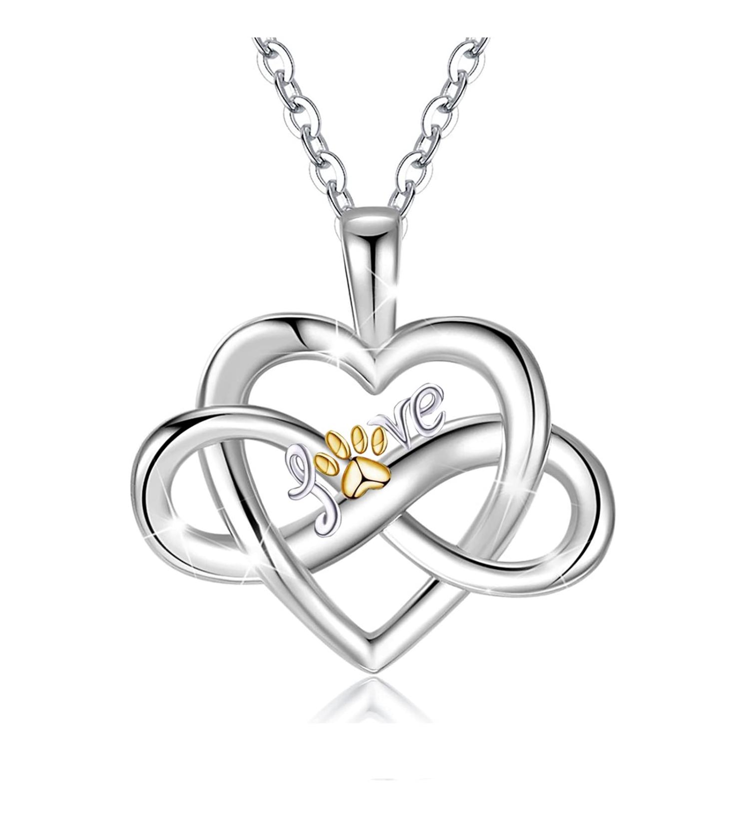 yiwaxice Puppy Dog Cat Pet Paw Print Necklace for Women Sterling Silver Love Heart Pendant NecklaceÂ gift for Girls Gold PET PAW PRINT - Buy Online on GoSupps.com